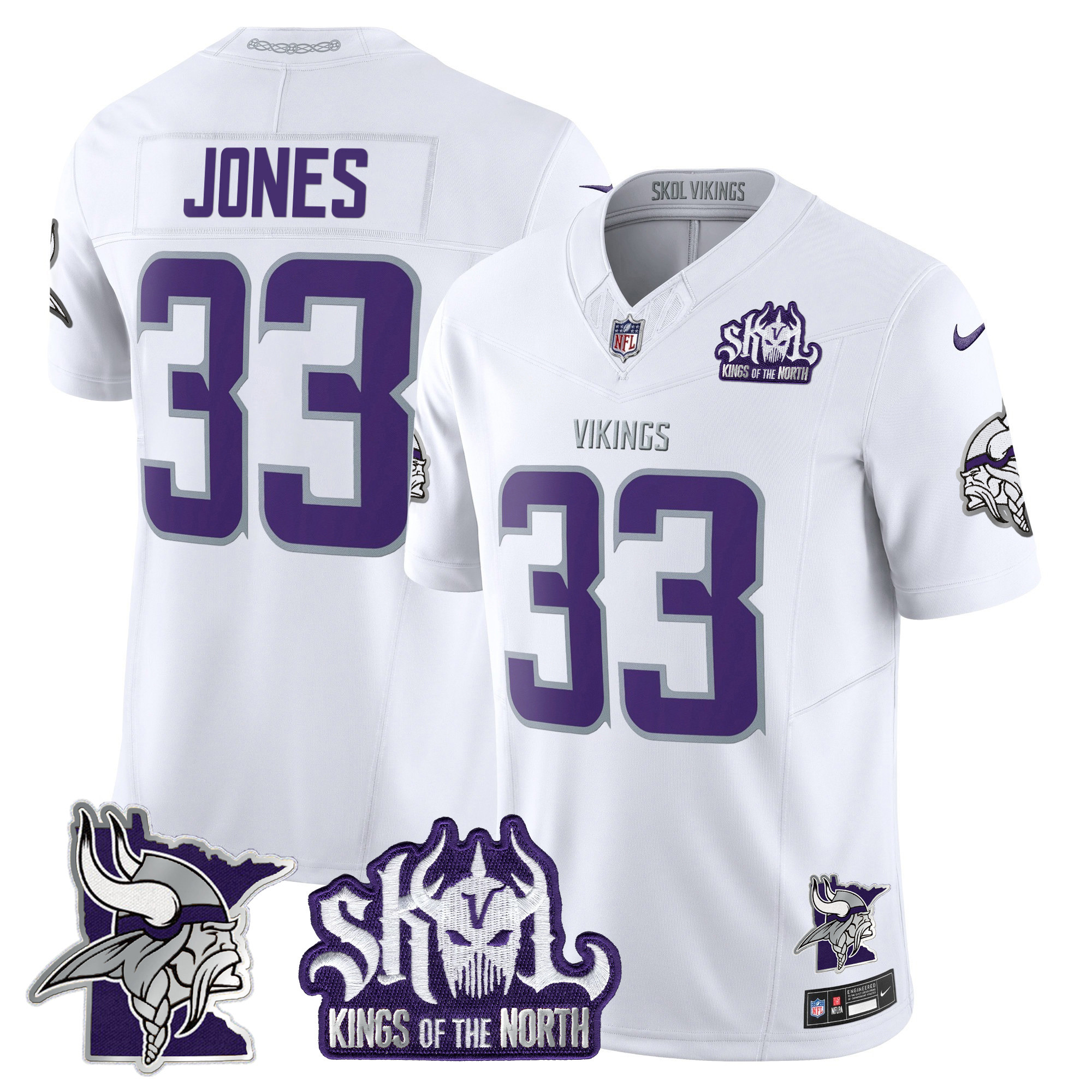 Aaron Jones Men's Minnesota Vikings Kings Of The North Patch Vapor Limited Winter Warrior Jersey - All Stitched