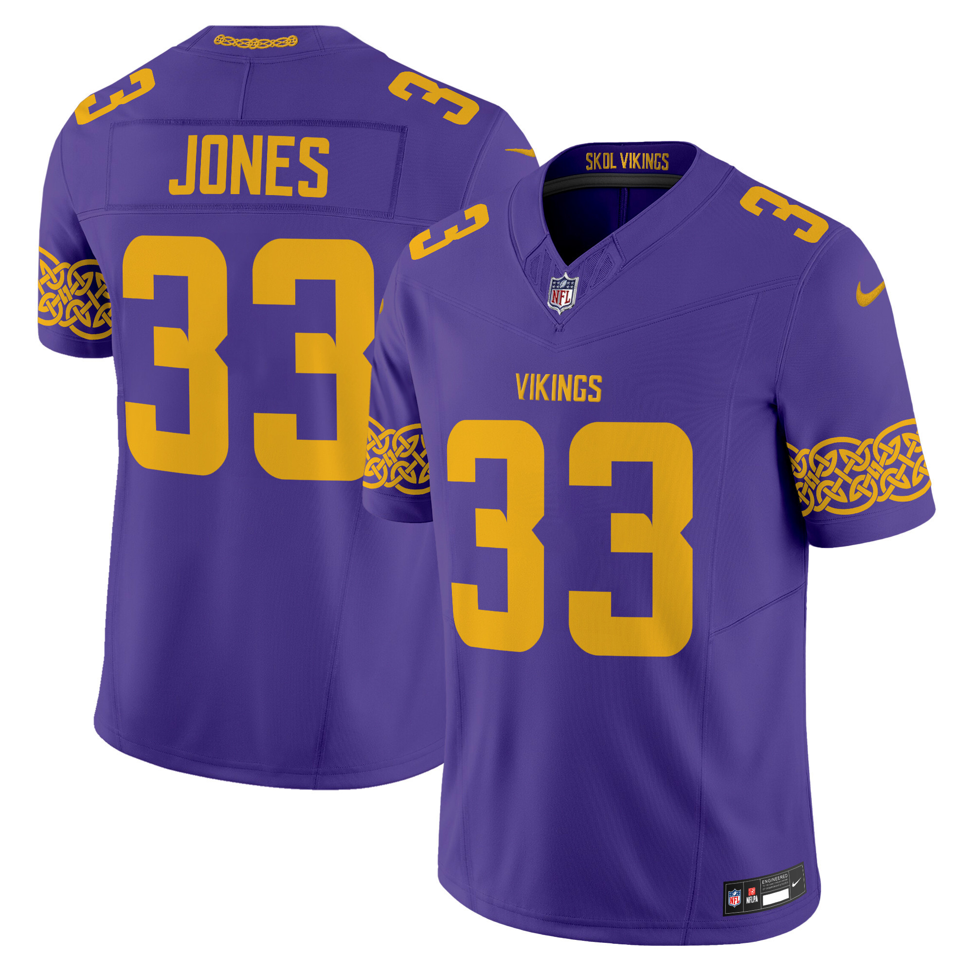 Aaron Jones Men's Minnesota Vikings Nordic Pattern Vapor Limited Purple Jersey - All Stitched