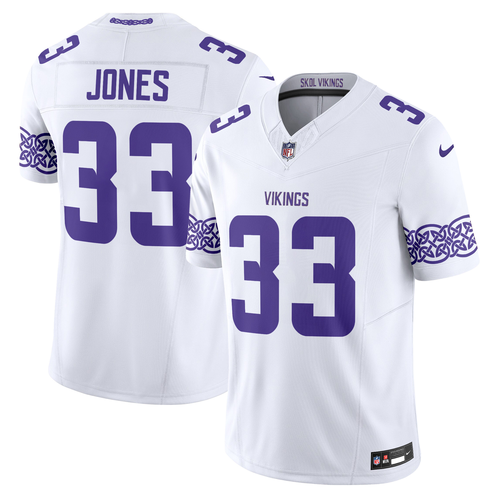 Aaron Jones Men's Minnesota Vikings Nordic Pattern Vapor Limited White Jersey - All Stitched