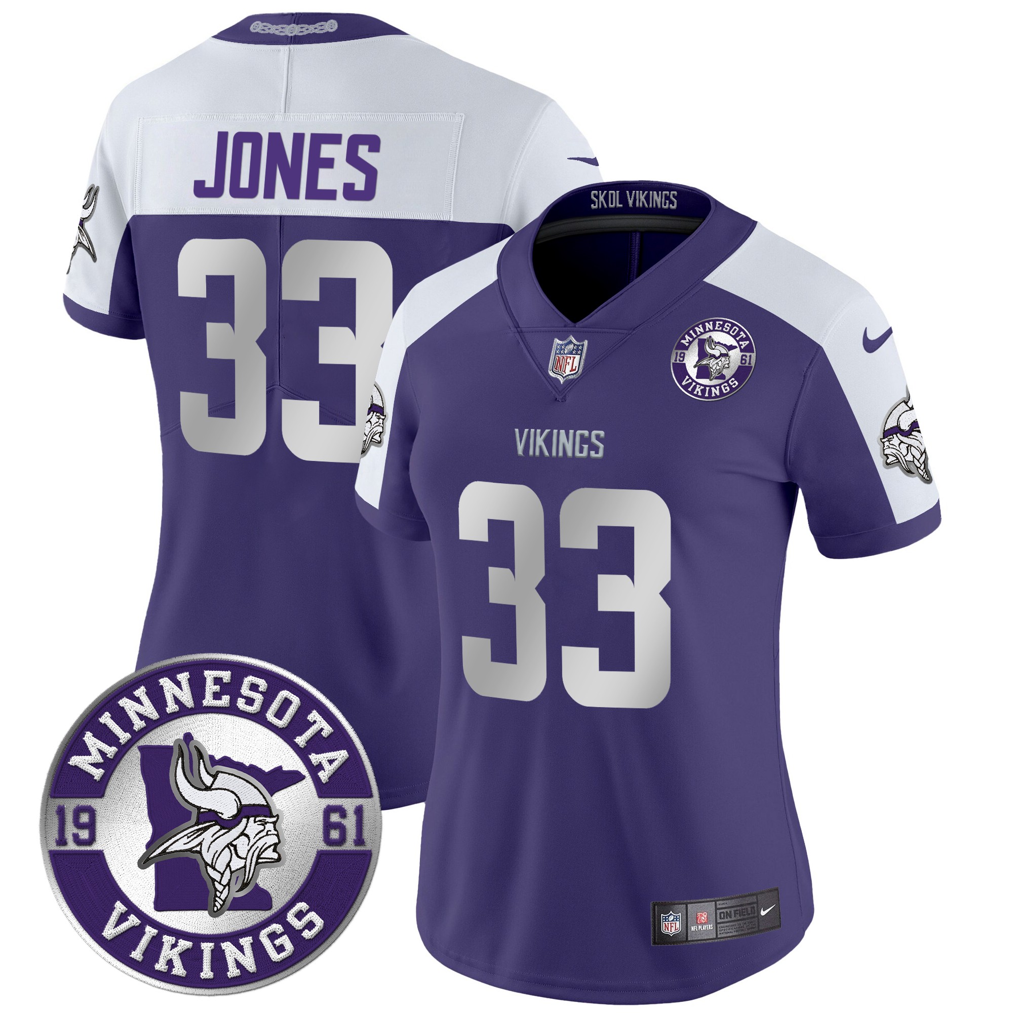 Aaron Jones Women's Minnesota Vikings 2024 Vapor Limited Purple Alternate Jersey - All Stitched