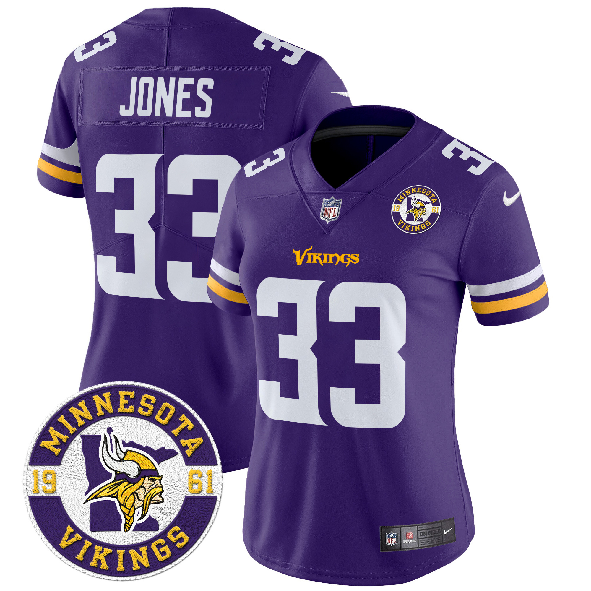 Aaron Jones Women's Minnesota Vikings 2024 Vapor Limited Purple Jersey - All Stitched