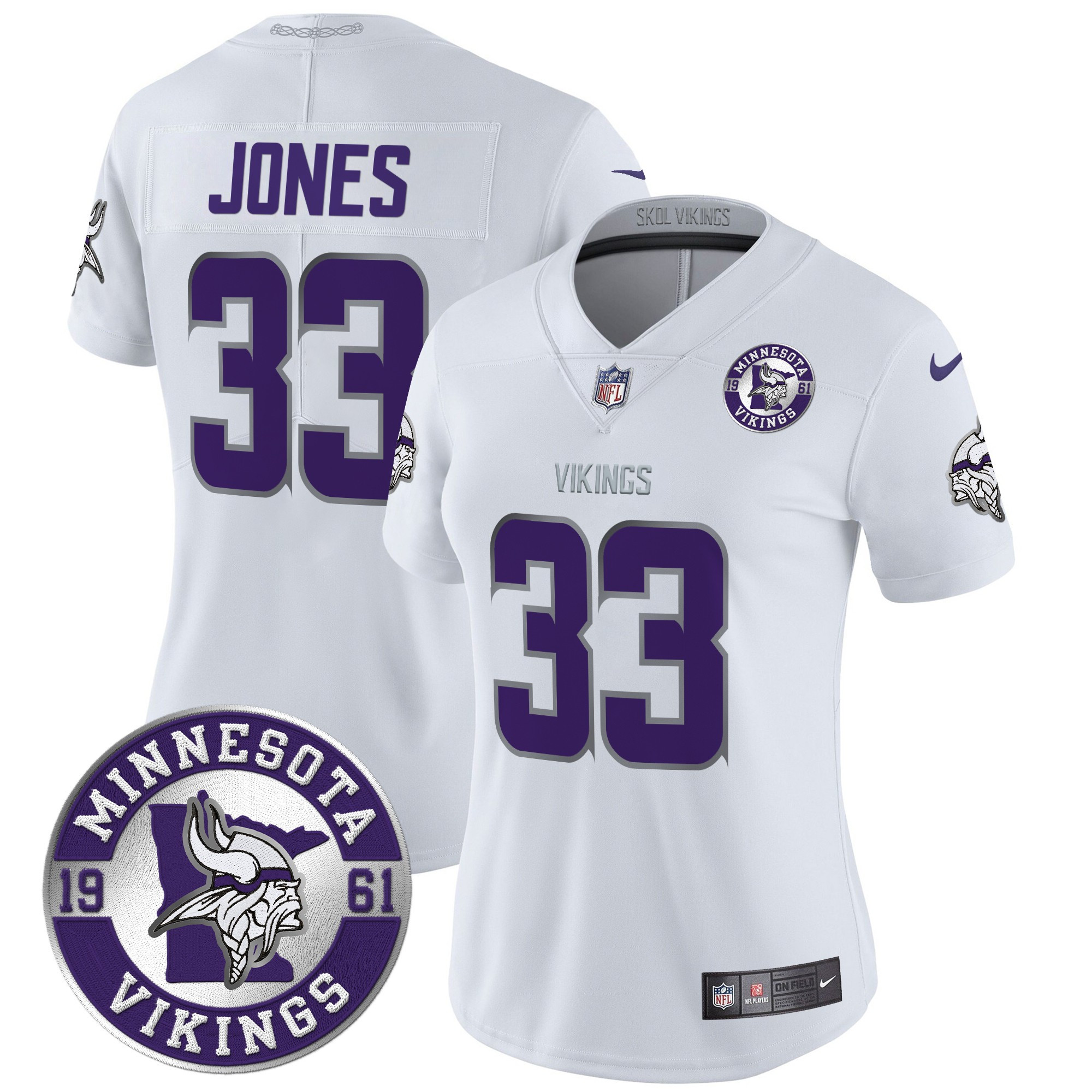 Aaron Jones Women's Minnesota Vikings 2024 Vapor Limited White Limited Jersey - All Stitched