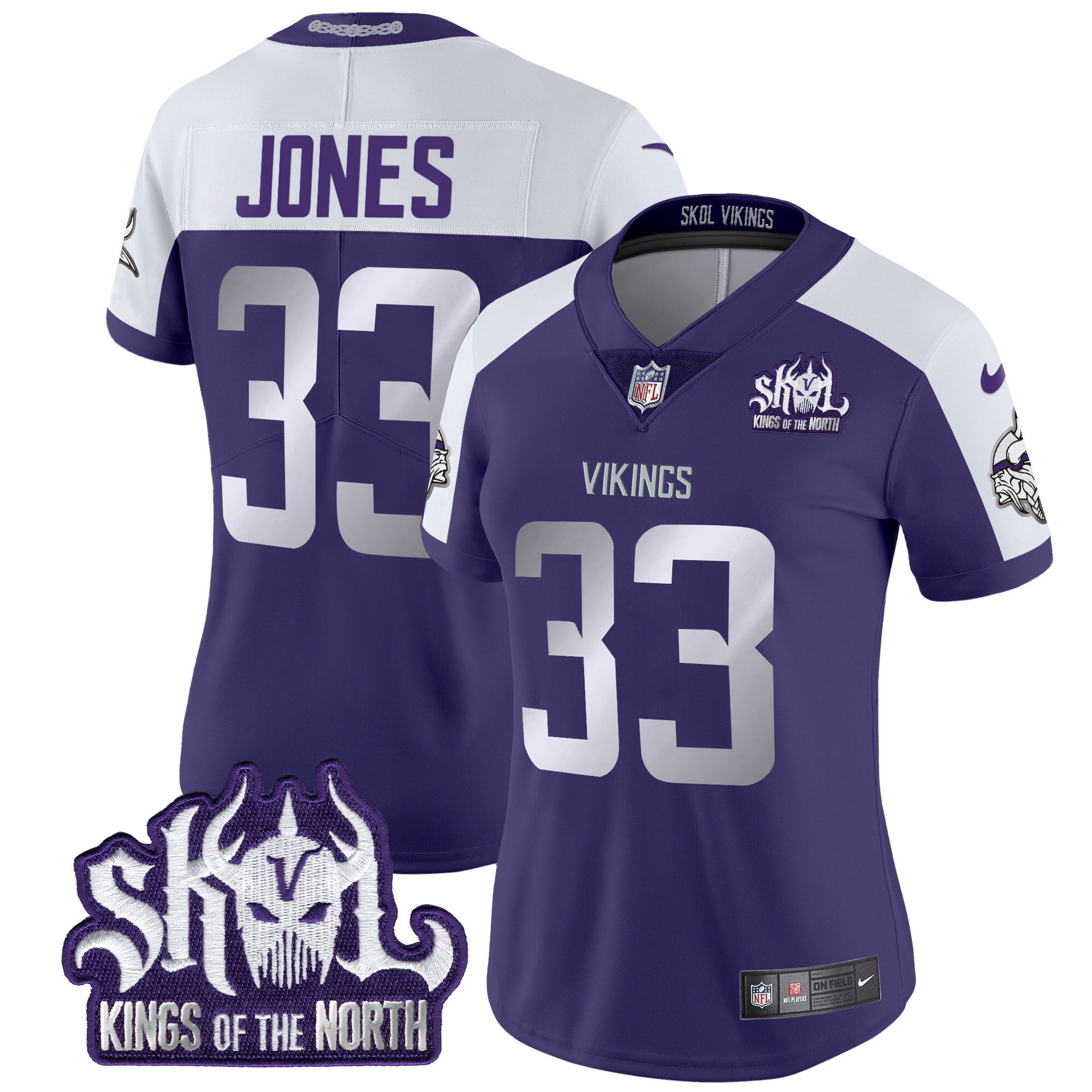 Aaron Jones Women's Minnesota Vikings 2024 Winter Warrior Skol Patch Vapor Limited Purple Alternate Jersey - All Stitched