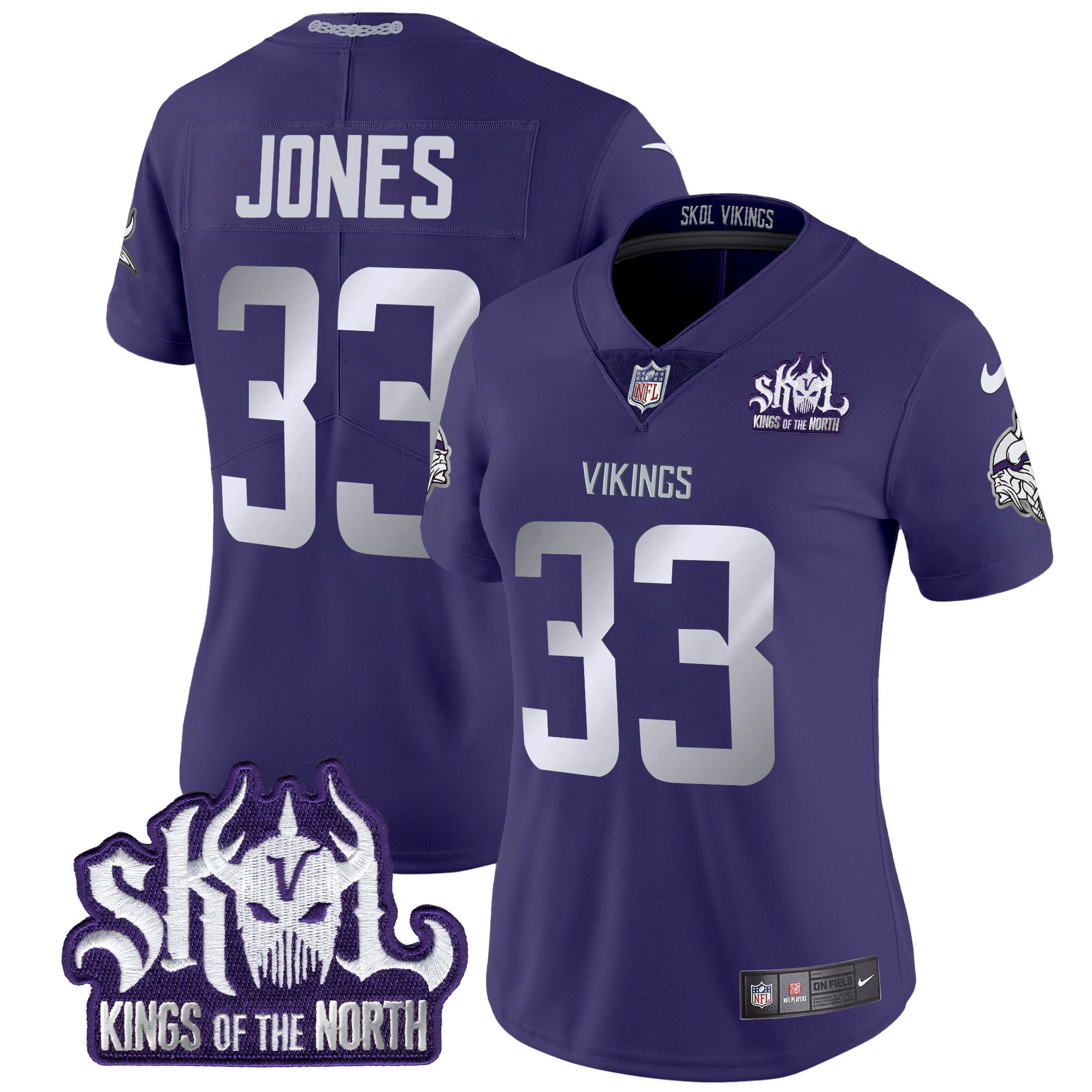 Aaron Jones Women's Minnesota Vikings 2024 Winter Warrior Skol Patch Vapor Limited Purple Jersey - All Stitched