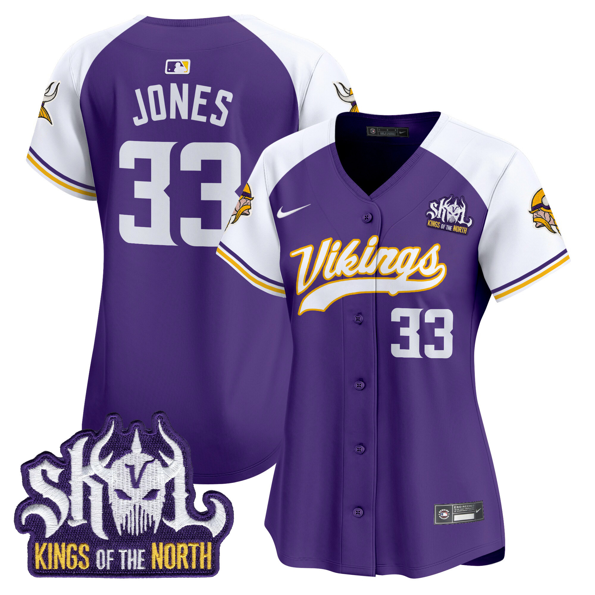 Aaron Jones Women's Minnesota Vikings Kings Of The North Patch Vapor Premier Limited Purple Alternate Jersey - All Stitched