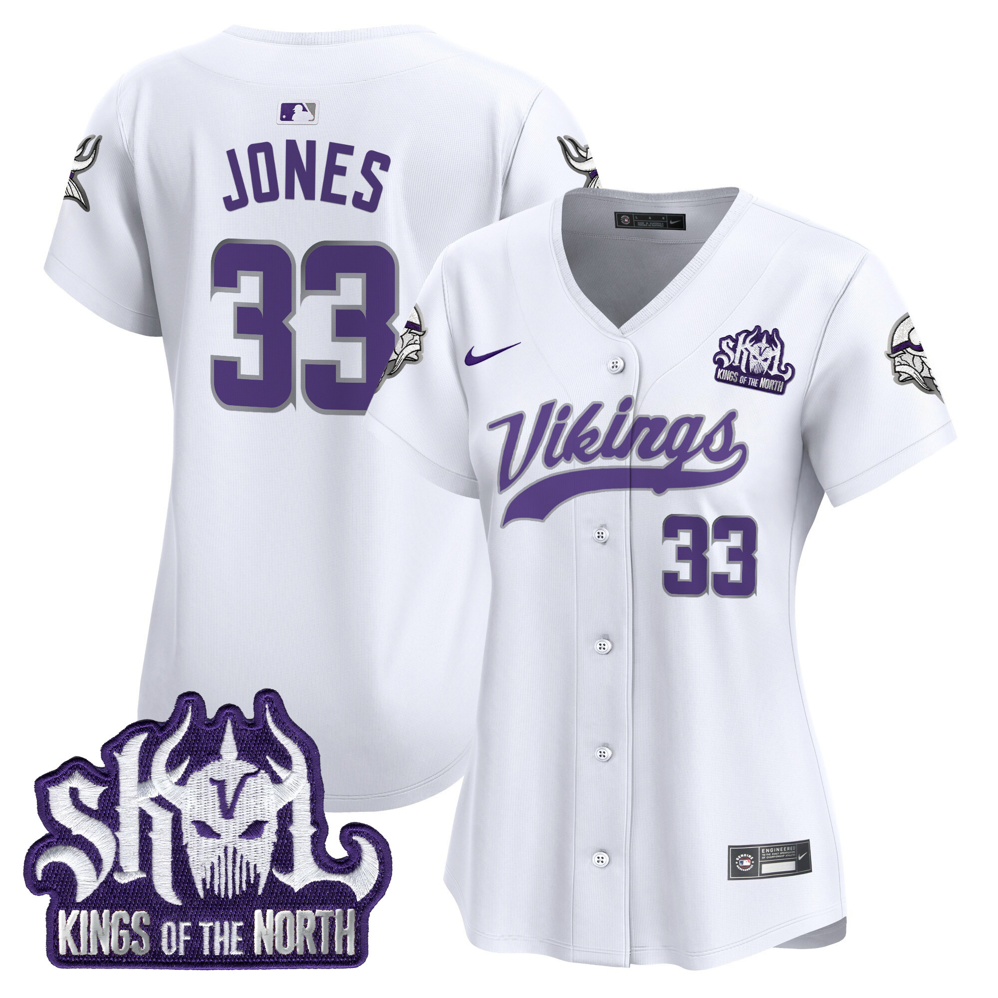 Aaron Jones Women's Minnesota Vikings Kings Of The North Patch Vapor Premier Limited Winter Warrior Jersey - All Stitched