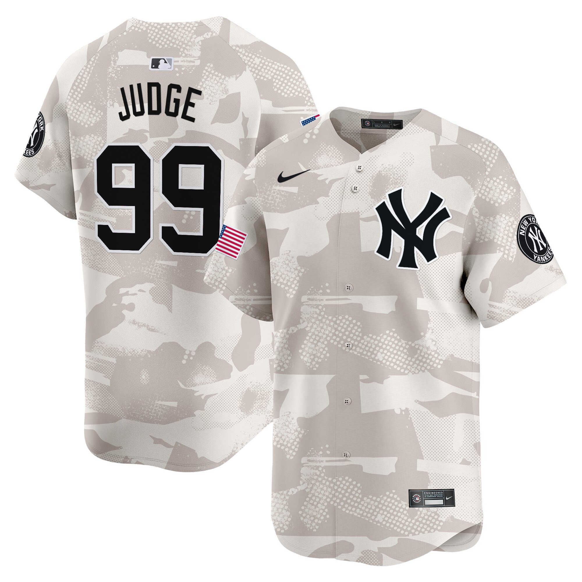 Aaron Judge Men's New York Yankees 2025 Armed Forces Day Vapor Premier Limited Camo Jersey - Stitched
