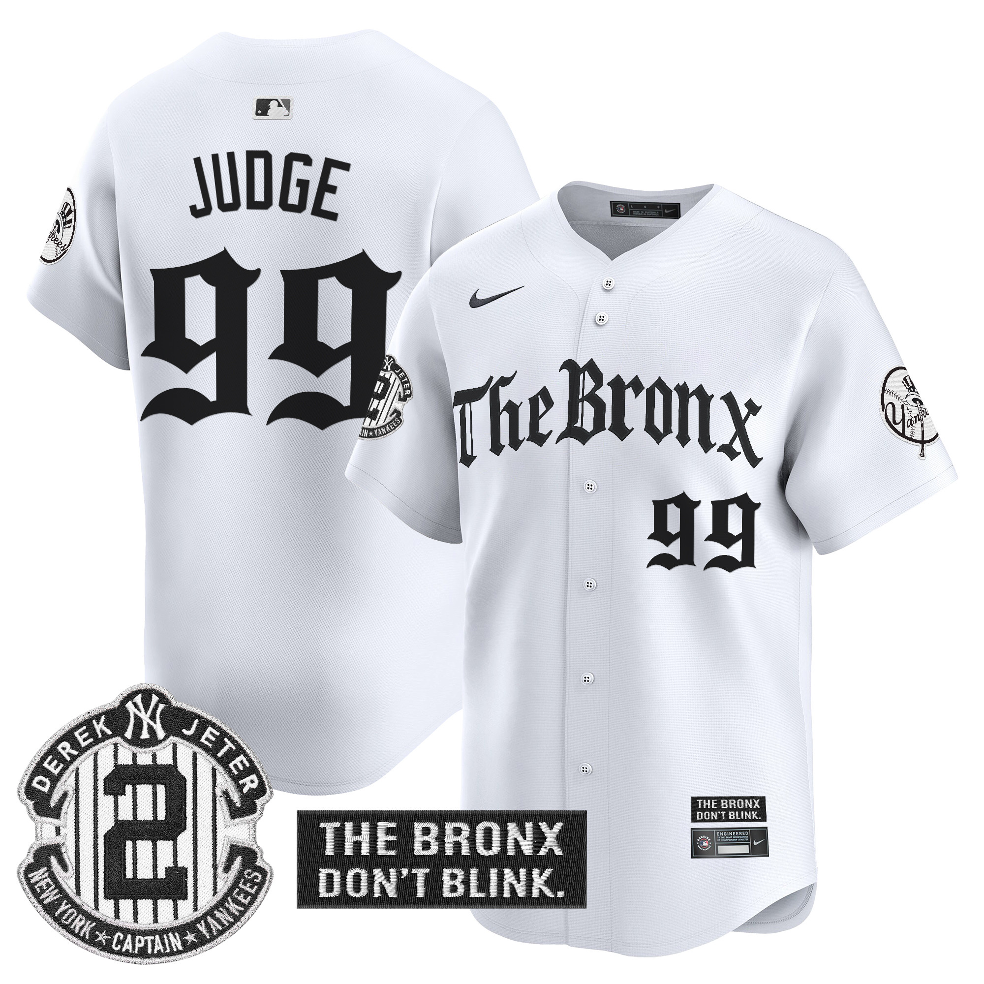 Aaron Judge Men's New York Yankees 'The Bronx - Gothic Ink Drop Edition' Vapor Premier Limited White Jersey - All Stitched