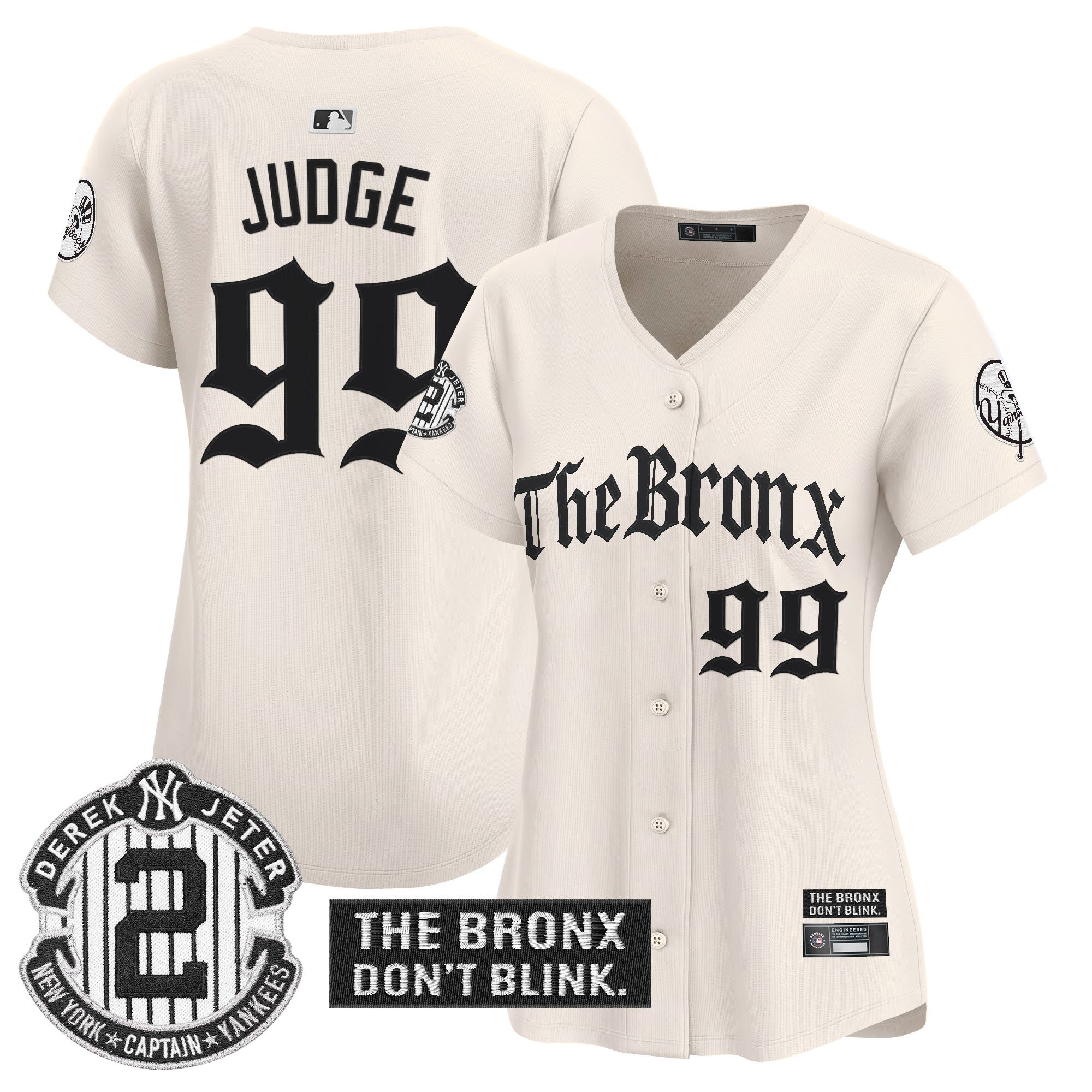 Aaron Judge Women's New York Yankees 'The Bronx - Gothic Ink Drop Edition' Vapor Premier Limited Cream Jersey - All Stitched
