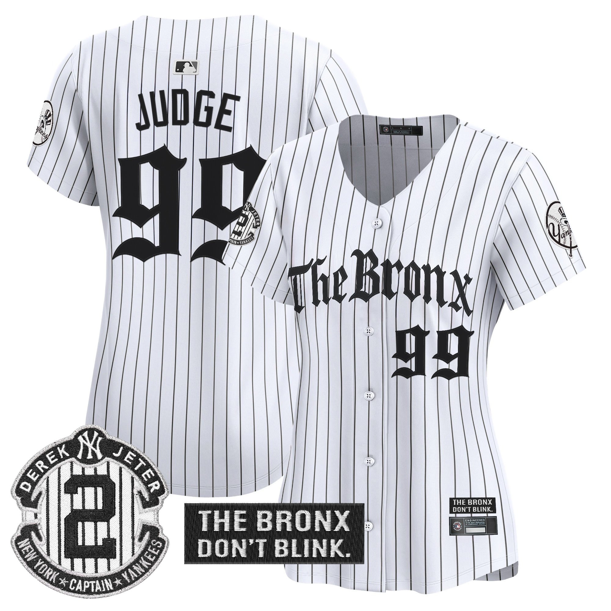 Aaron Judge Women's New York Yankees 'The Bronx - Gothic Ink Drop Edition' Vapor Premier Limited Pinstripe Jersey - All Stitched