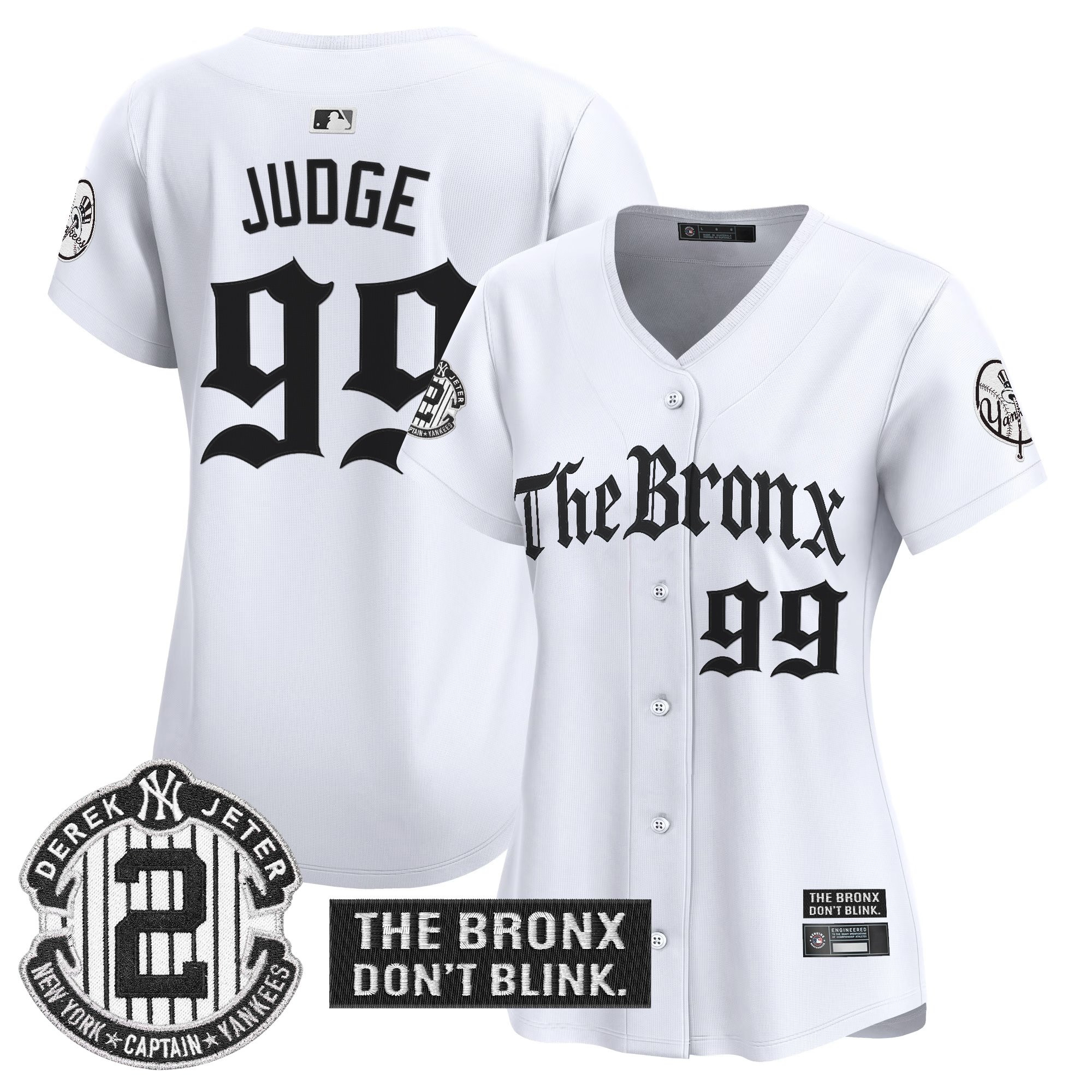 Aaron Judge Women's New York Yankees 'The Bronx - Gothic Ink Drop Edition' Vapor Premier Limited White Jersey - All Stitched