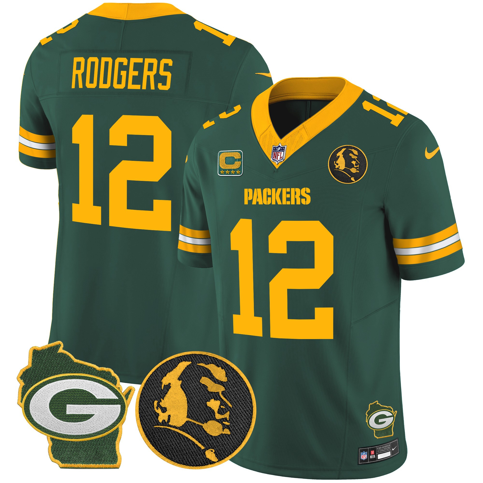 Aaron Rodgers Men's Green Bay Packers John Madden & Home Patch Vapor Limited Green Jersey - All Stitched