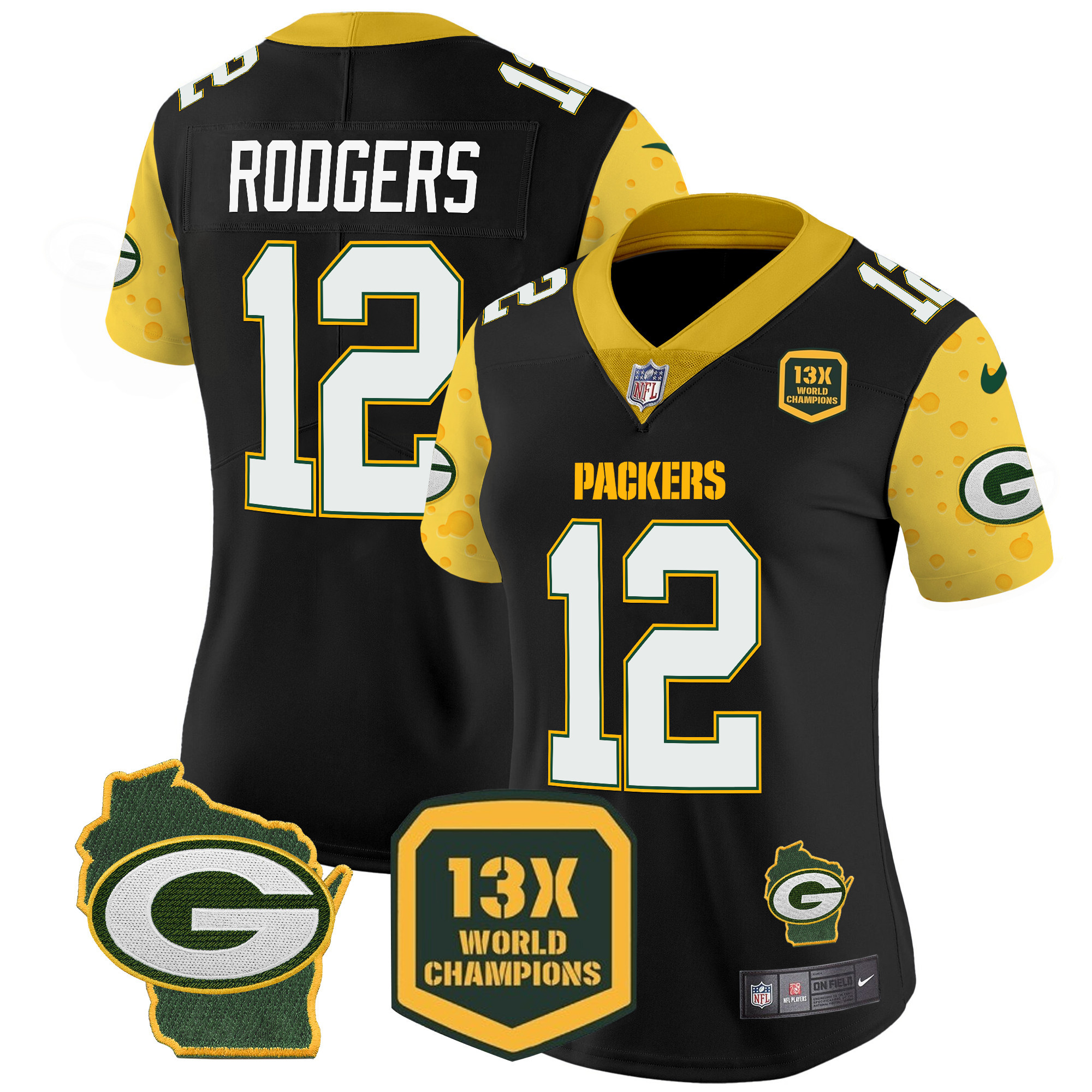 Aaron Rodgers Women's Green Bay Packers Cheese Vapor Limited Jersey ÃƒÂ¢Ã¢â€šÂ¬Ã¢â‚¬Å“ All Stitched Black Jersey - All Stitched