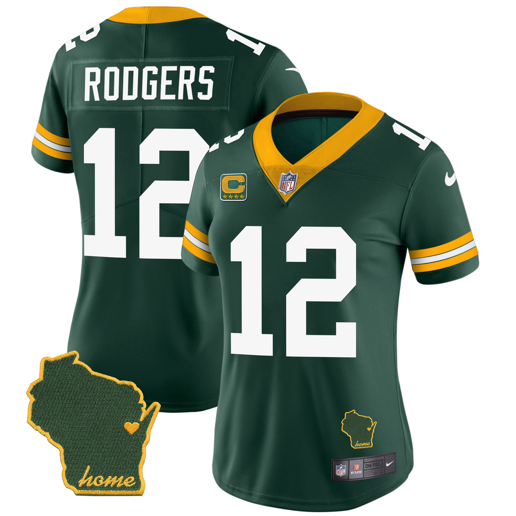 Aaron Rodgers Women's Green Bay Packers Home Patch Vapor Green Jersey - All Stitched