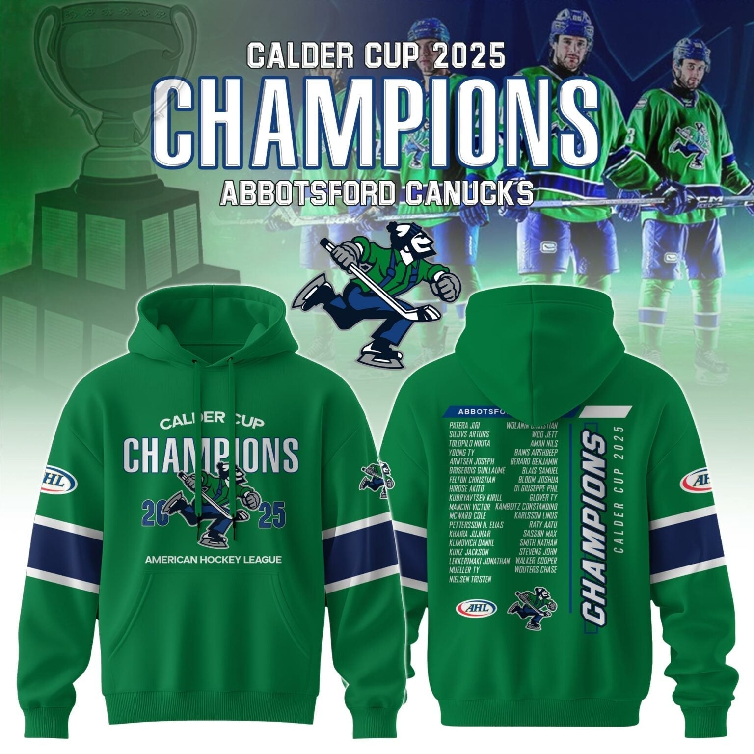 Abbotsford Canucks 2025 AHL Champions Hoodie Editions Limited