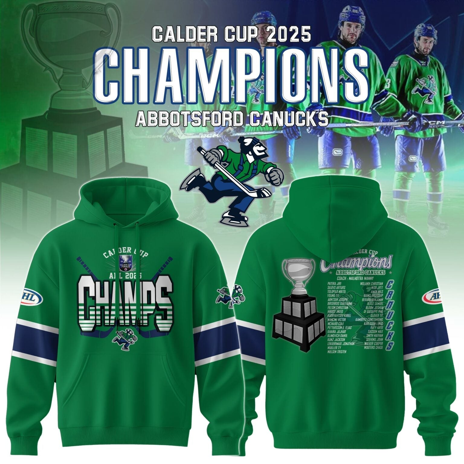 Abbotsford Canucks 2025 AHL Champions Hoodie Editions Limited