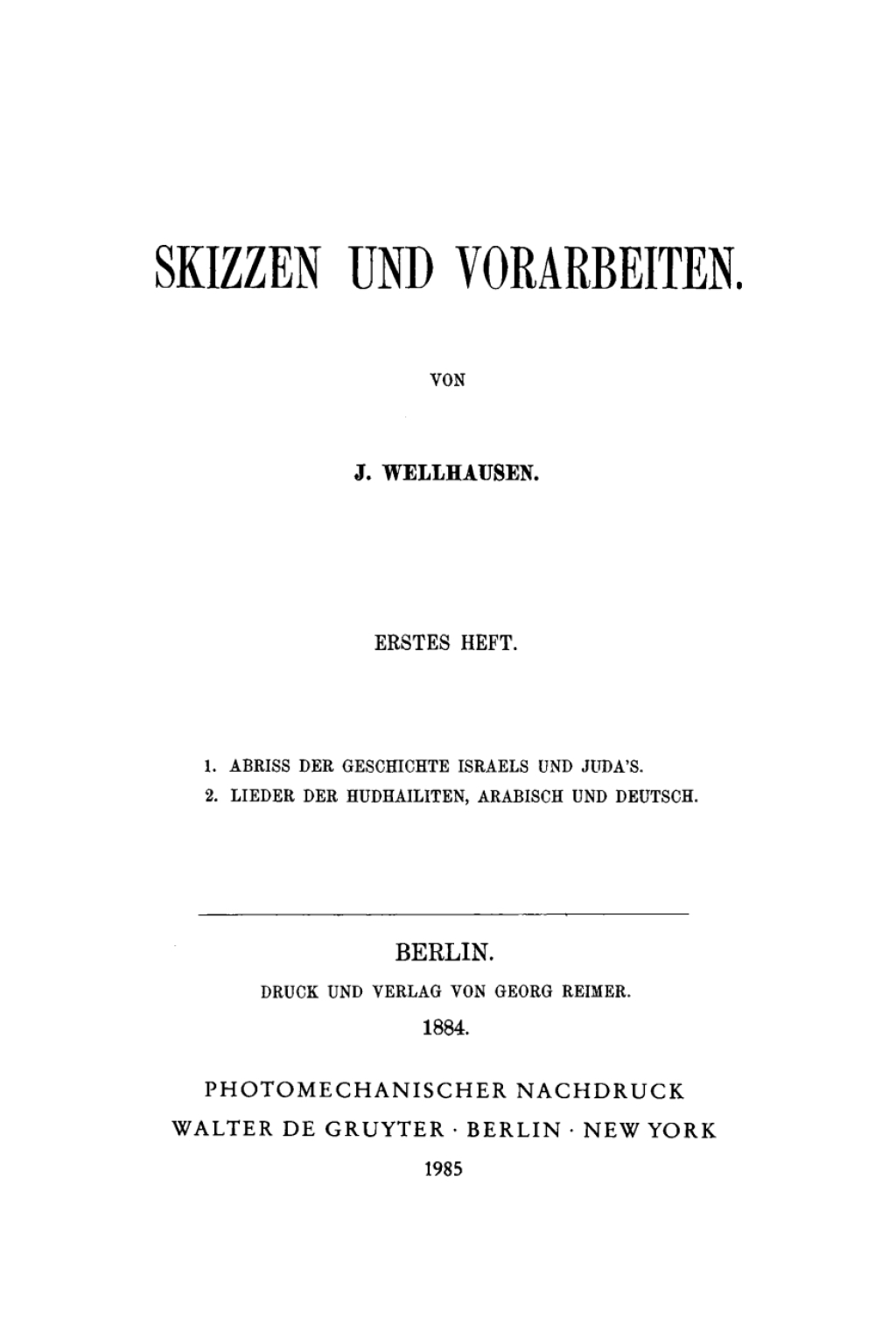 AbriÃŸ der Geschichte Israels und Judas. Lieder der Hudhailiten, Arabisch und Deutsch 1st Edition â€“ PDF/EPUB Version Downloadable