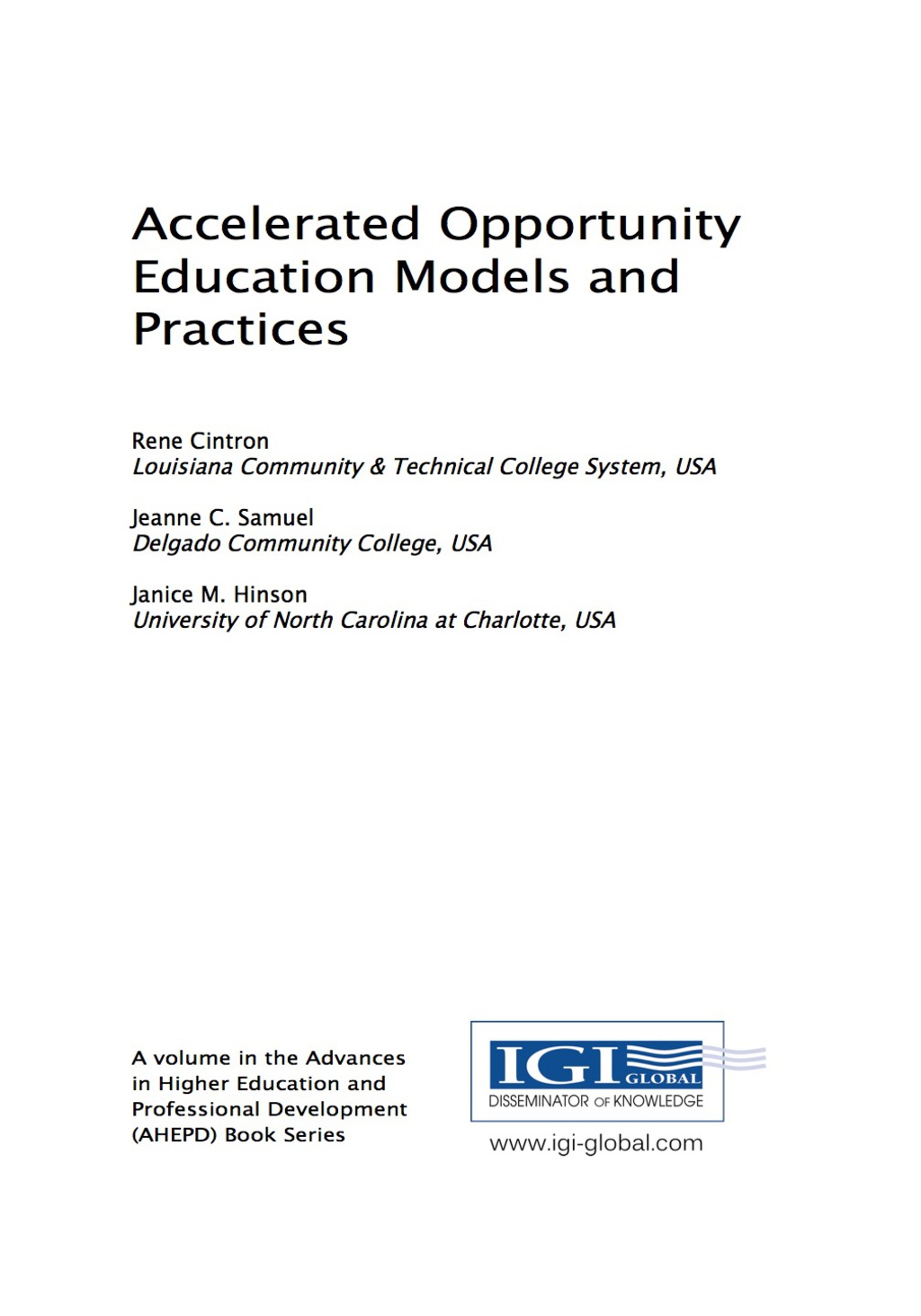 Accelerated Opportunity Education Models and Practices â€“ PDF/EPUB Version Downloadable