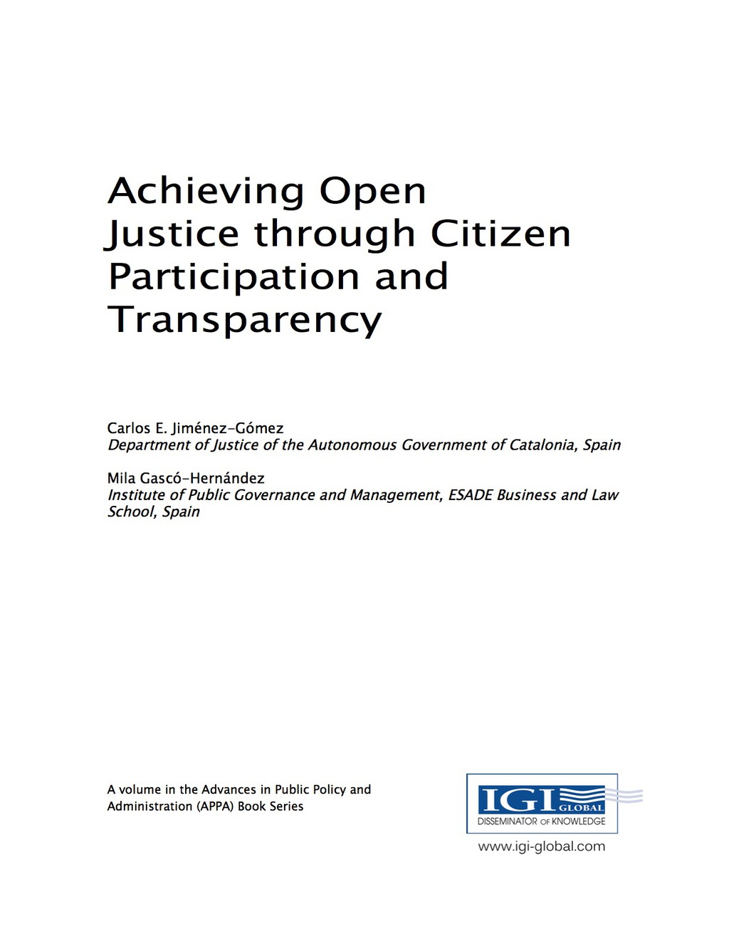 Achieving Open Justice through Citizen Participation and Transparency â€“ PDF/EPUB Version Downloadable