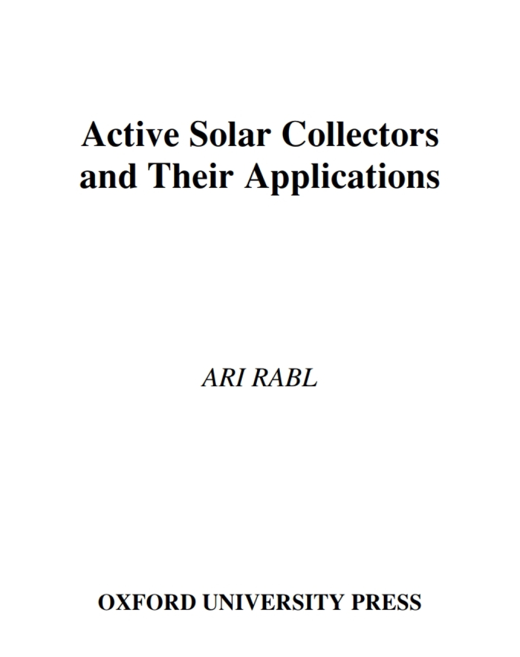 Active Solar Collectors and Their Applications â€“ PDF/EPUB Version Downloadable