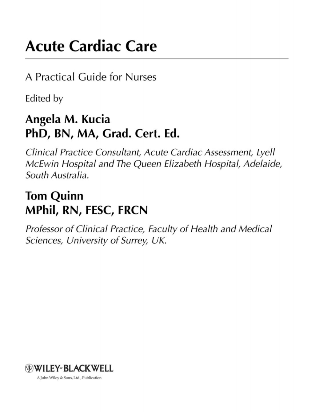 Acute Cardiac Care A Practical Guide for Nurses 1st Edition â€“ PDF/EPUB Version Downloadable