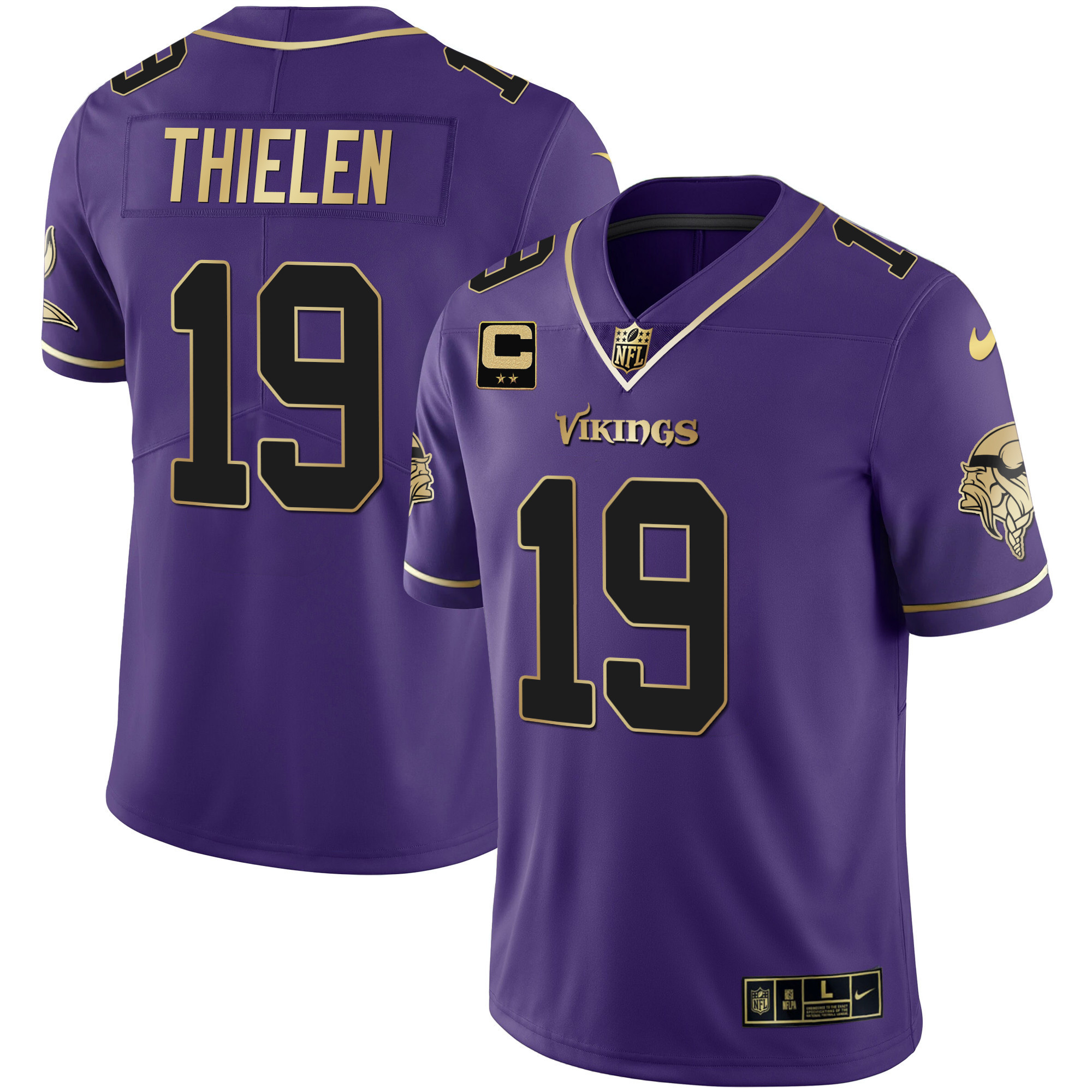 Adam Thielen Men's Minnesota Vikings Gold & Purple Black Purple Jersey - All Stitched