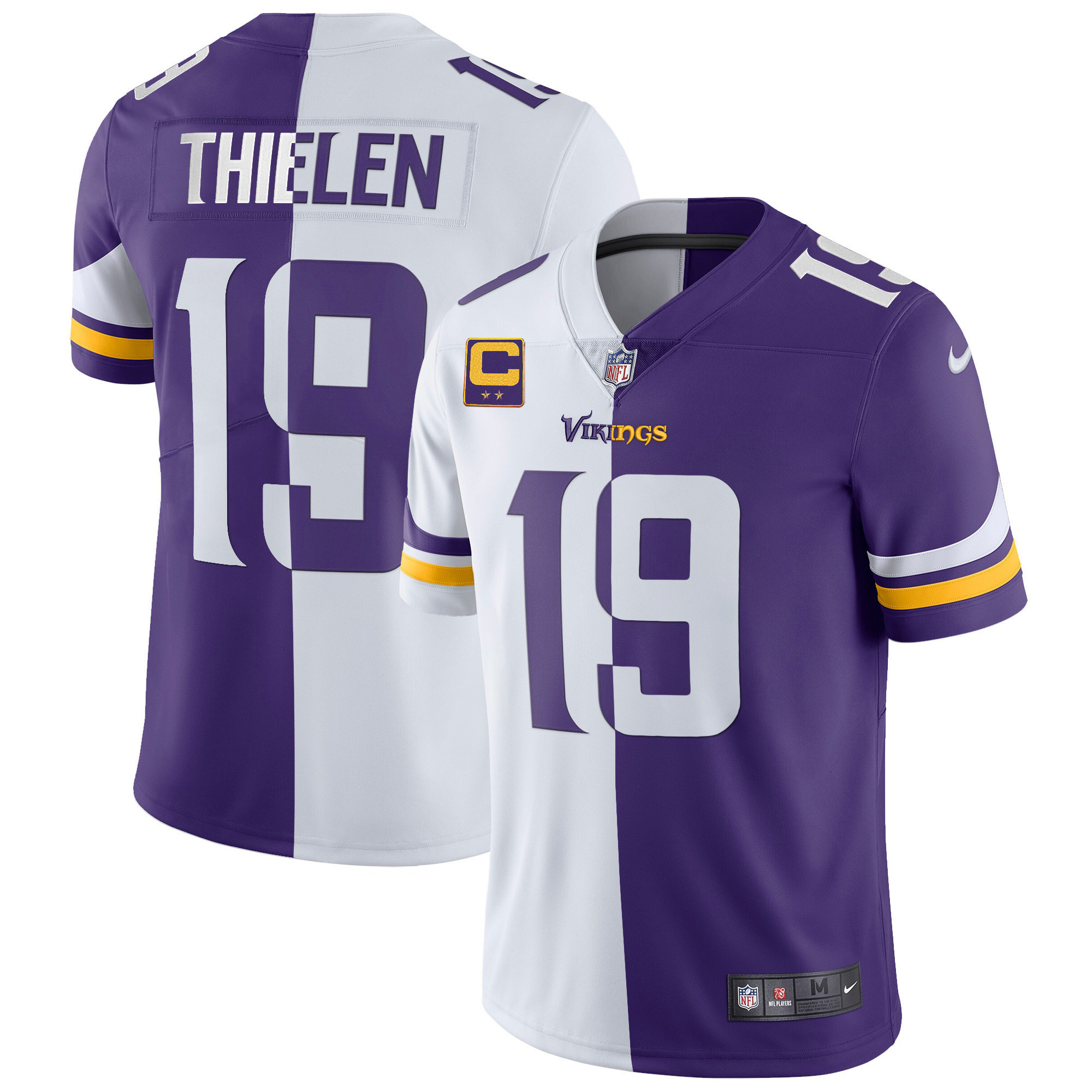 Adam Thielen Men's Minnesota Vikings Gold & Purple Split Jersey - All Stitched