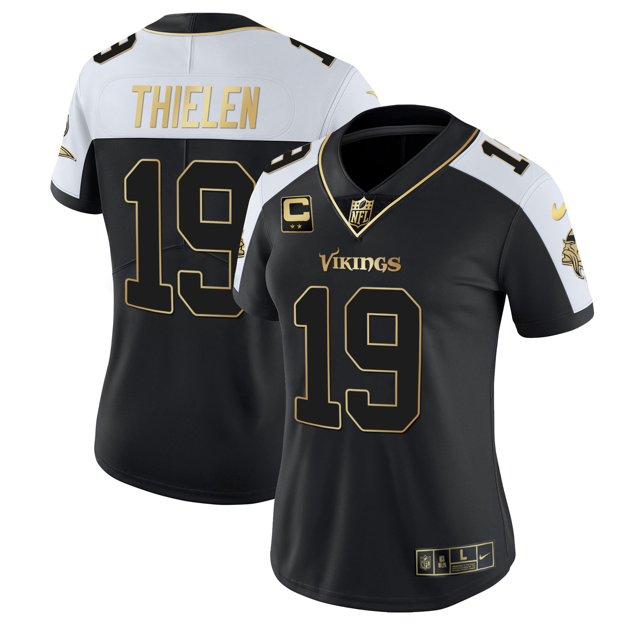 Adam Thielen Women's Minnesota Vikings White Gold & Black Gold - All Stitched Alternate Jersey - All Stitched