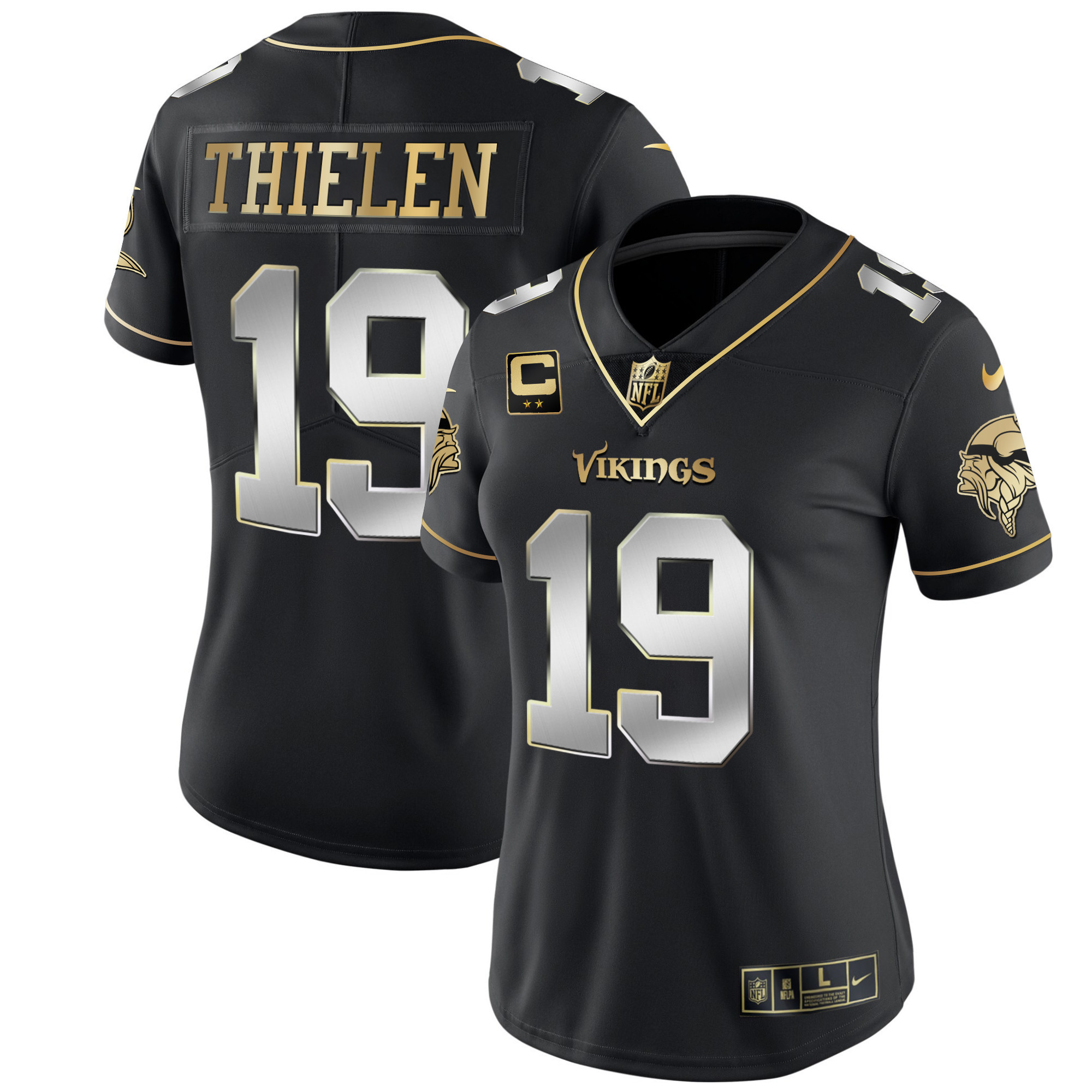 Adam Thielen Women's Minnesota Vikings White Gold & Black Gold - All Stitched Black Limited Jersey - All Stitched