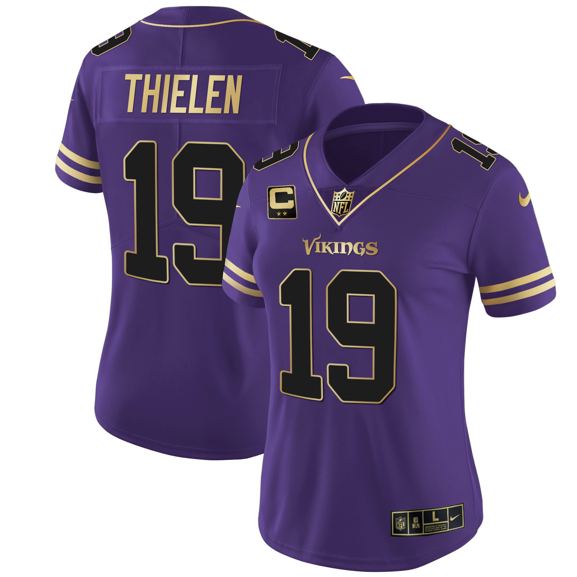 Adam Thielen Women's Minnesota Vikings White Gold & Black Gold - All Stitched Purple Gold Jersey - All Stitched