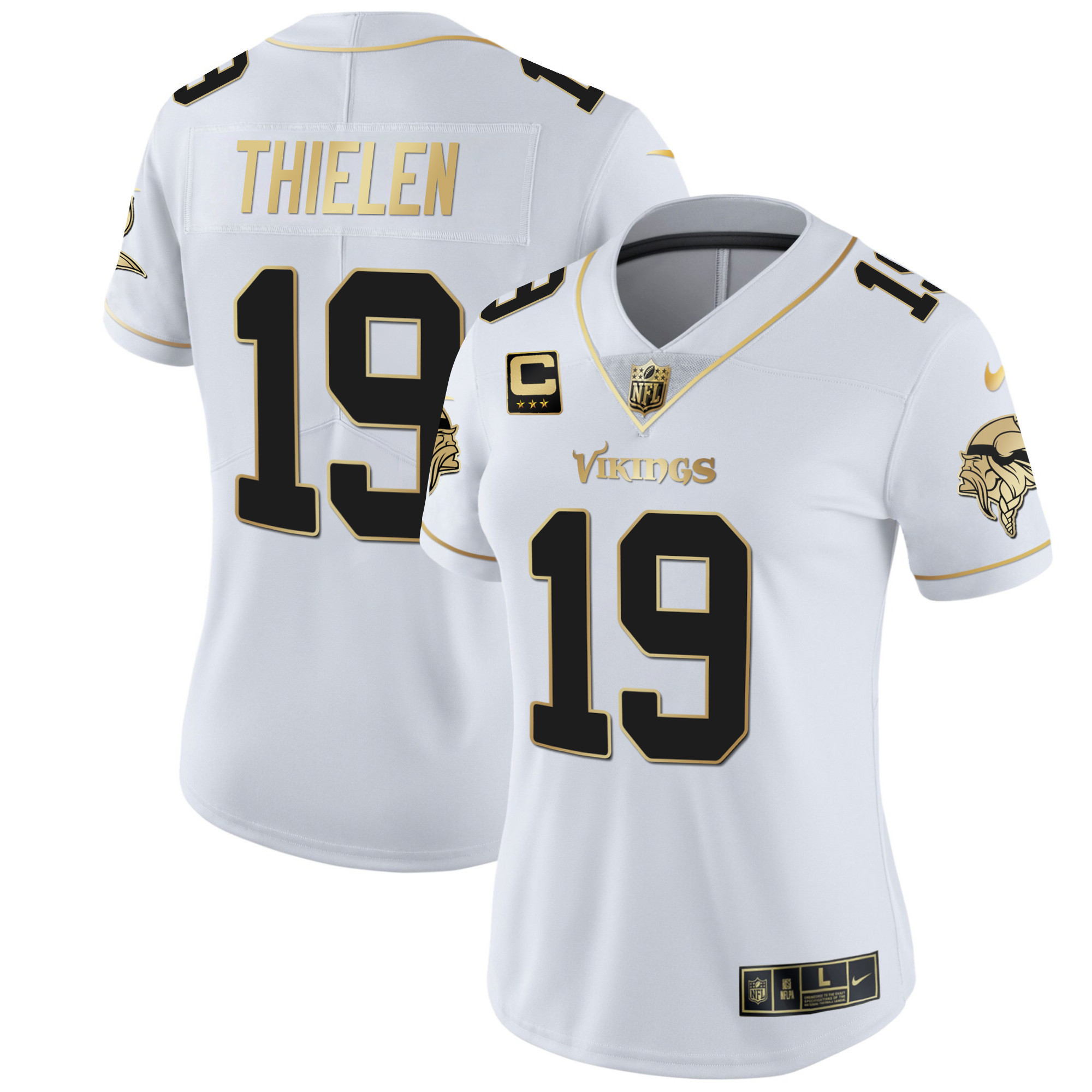 Adam Thielen Women's Minnesota Vikings White Gold & Black Gold - All Stitched White Gold Jersey - All Stitched