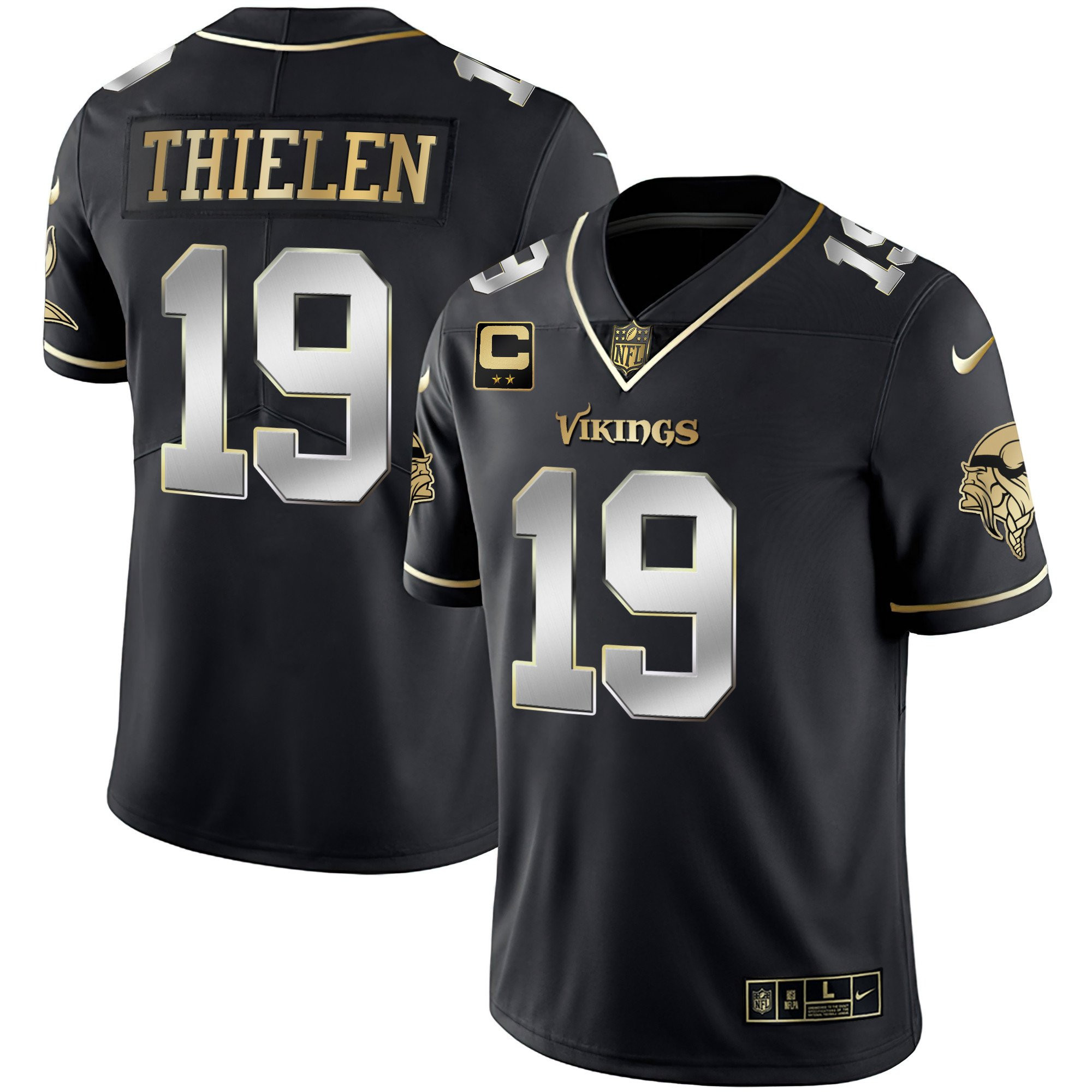Adam Thielen Youth's Minnesota Vikings White Gold & Black Gold Black Limited Jersey - All Stitched