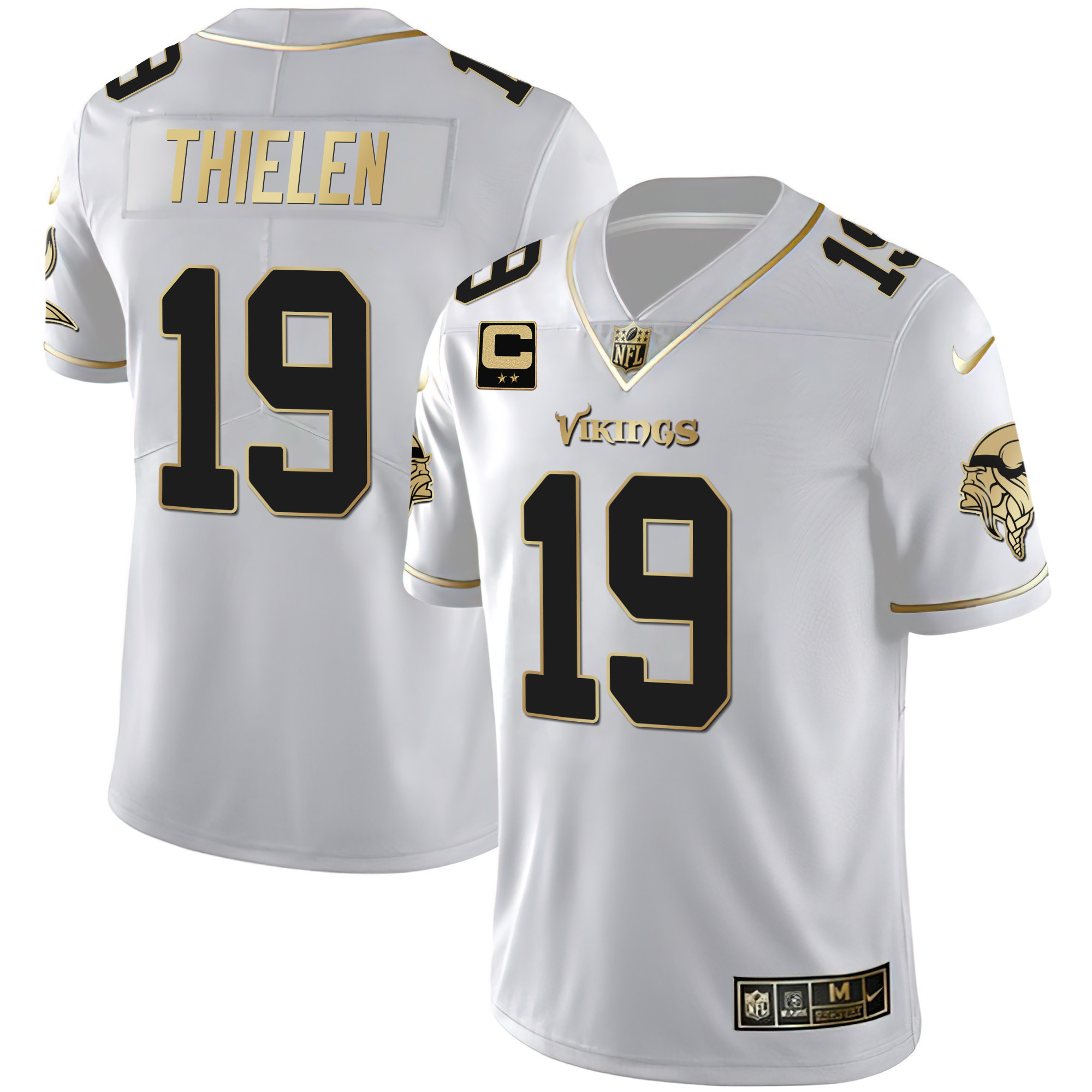 Adam Thielen Youth's Minnesota Vikings White Gold & Black Gold White Gold Jersey - All Stitched