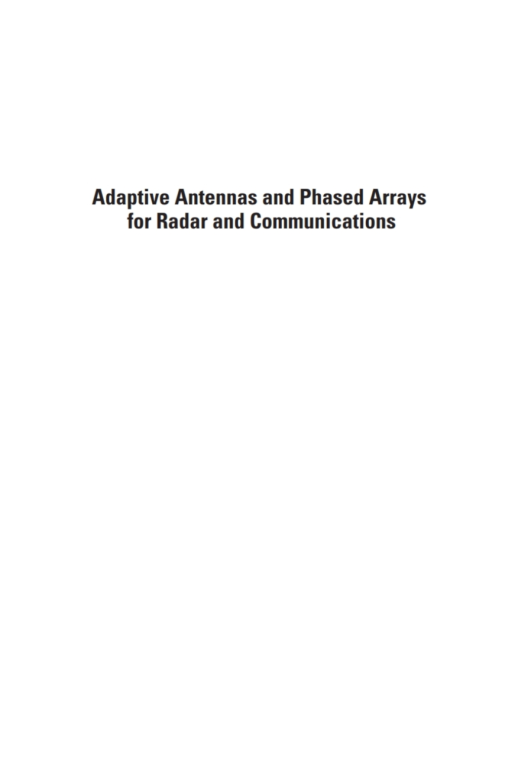 Adaptive Antennas and Phased Arrays for Radar and Communications 1st Edition â€“ PDF/EPUB Version Downloadable