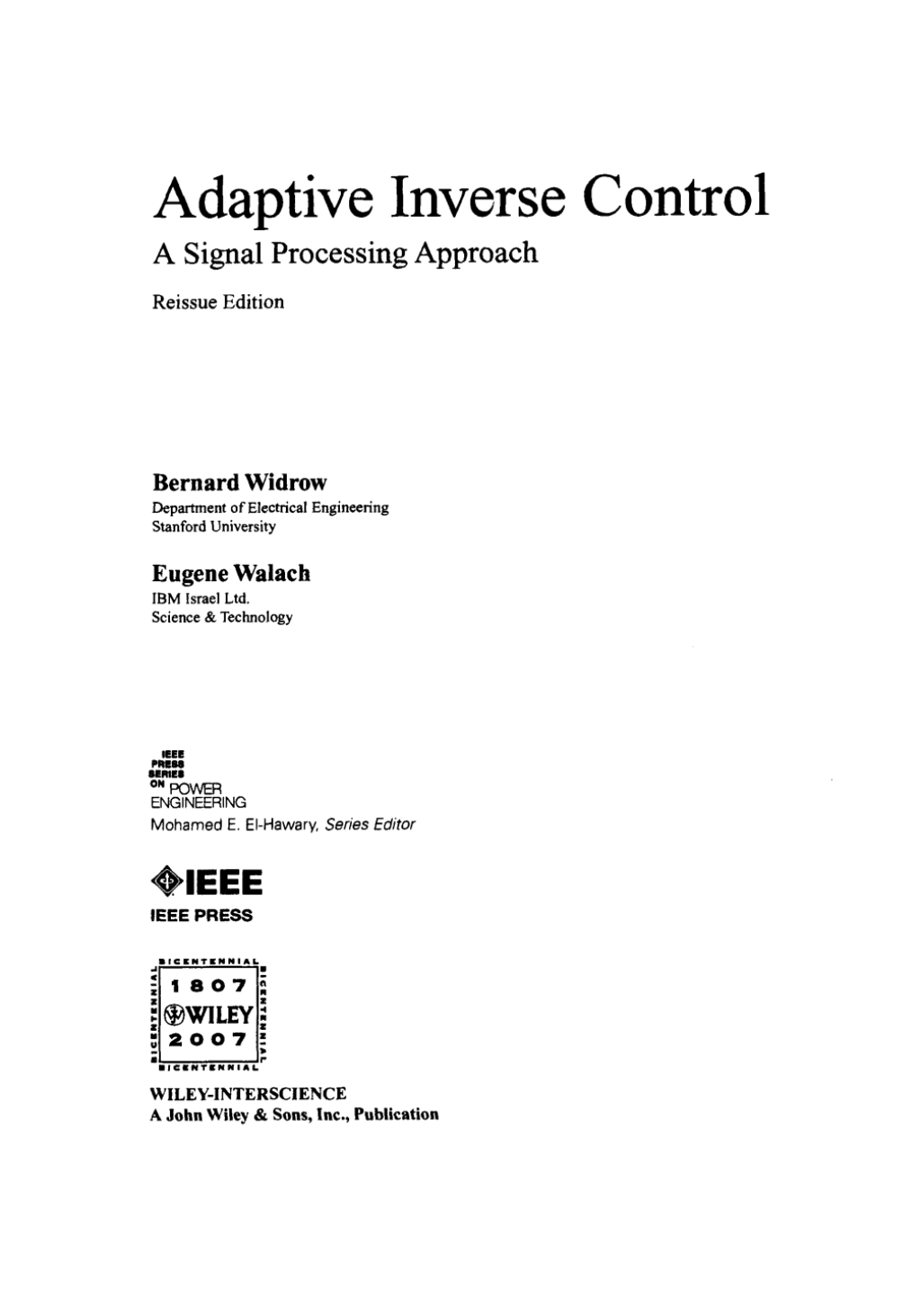 Adaptive Inverse Control, Reissue Edition A Signal Processing Approach 1st Edition â€“ PDF/EPUB Version Downloadable