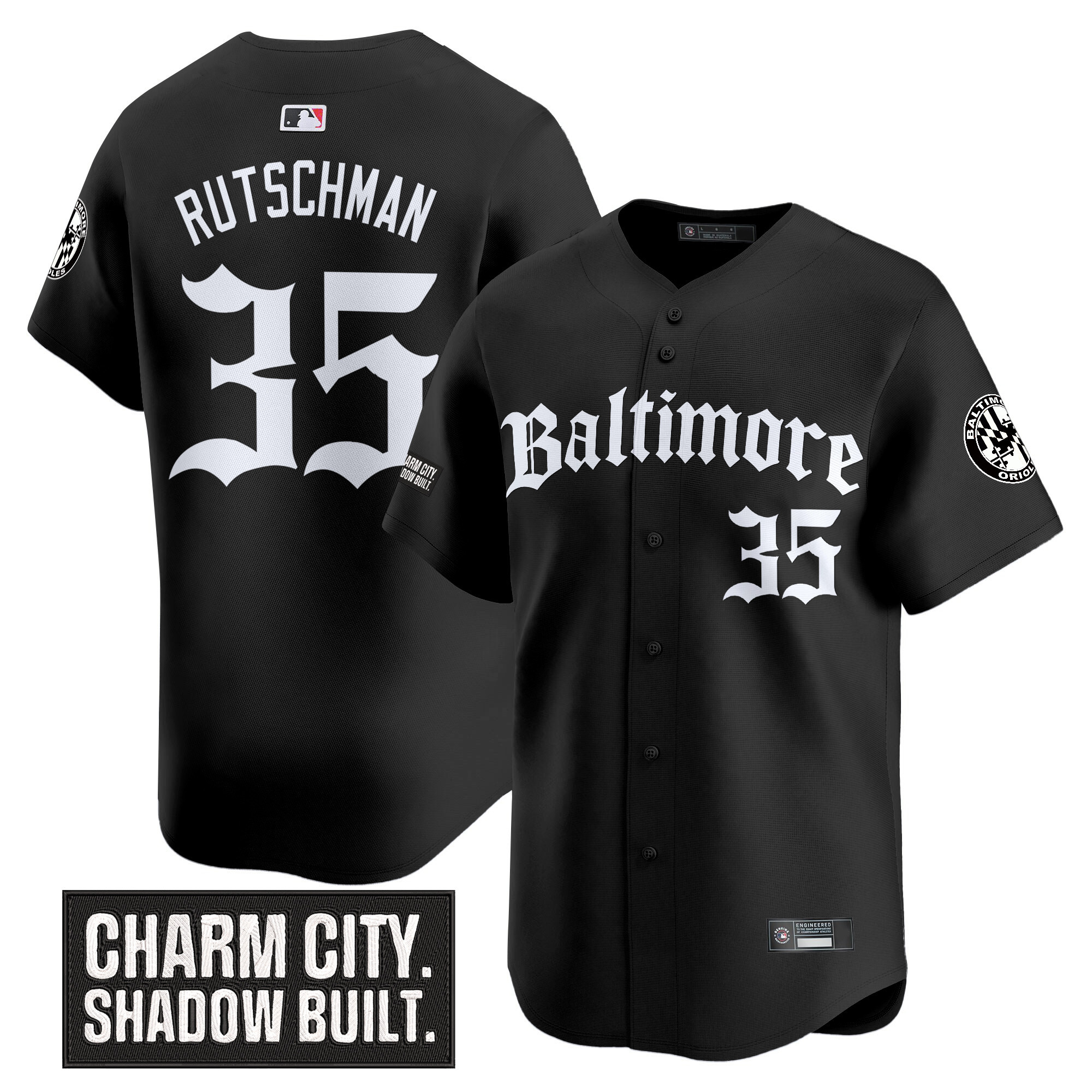 Adley Rutschman Men's Baltimore Orioles 'Gothic Harbor Edition' Vapor Premier Limited Black Jersey - All Stitched