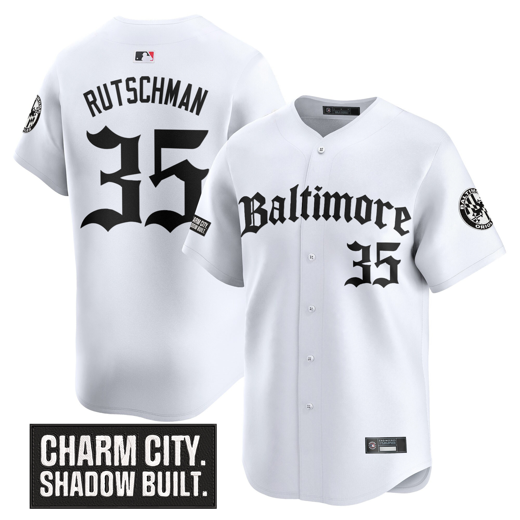 Adley Rutschman Men's Baltimore Orioles 'Gothic Harbor Edition' Vapor Premier Limited White Jersey - All Stitched