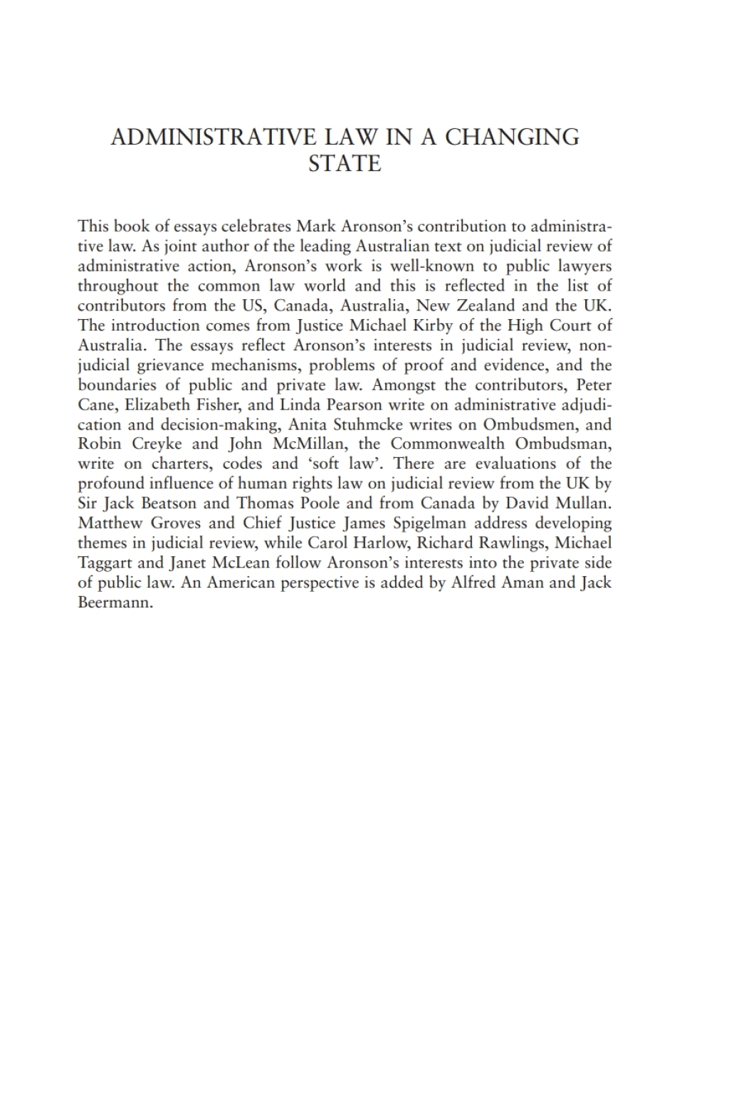 Administrative Law in a Changing State Essays in Honour of Mark Aronson 1st Edition â€“ PDF/EPUB Version Downloadable