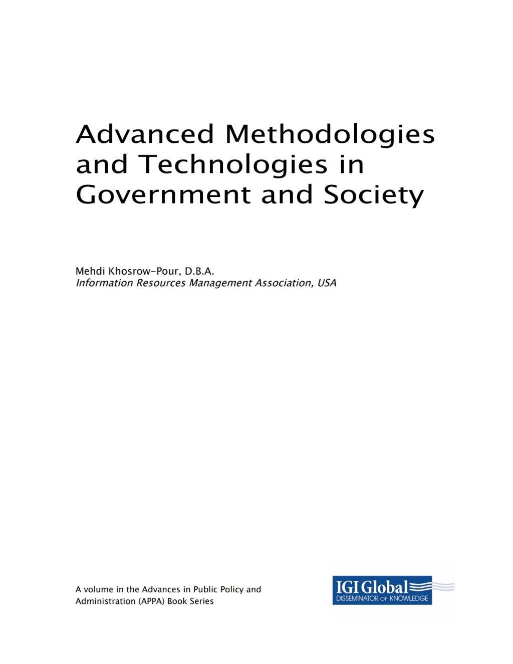 Advanced Methodologies and Technologies in Government and Society â€“ PDF/EPUB Version Downloadable