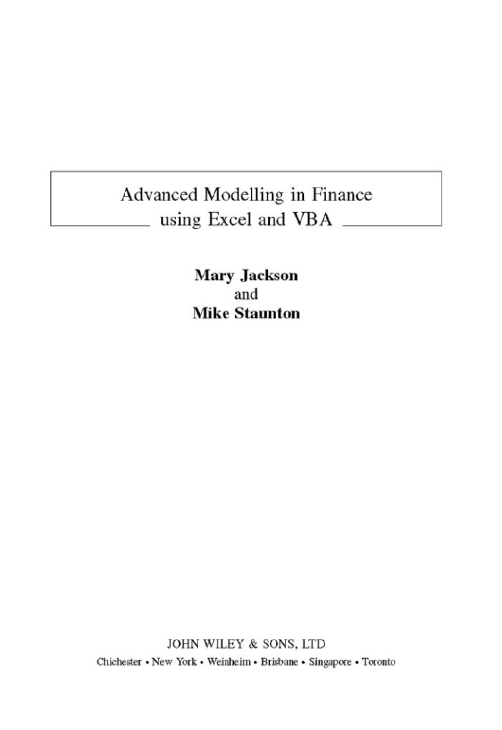 Advanced Modelling in Finance using Excel and VBA 1st Edition â€“ PDF/EPUB Version Downloadable