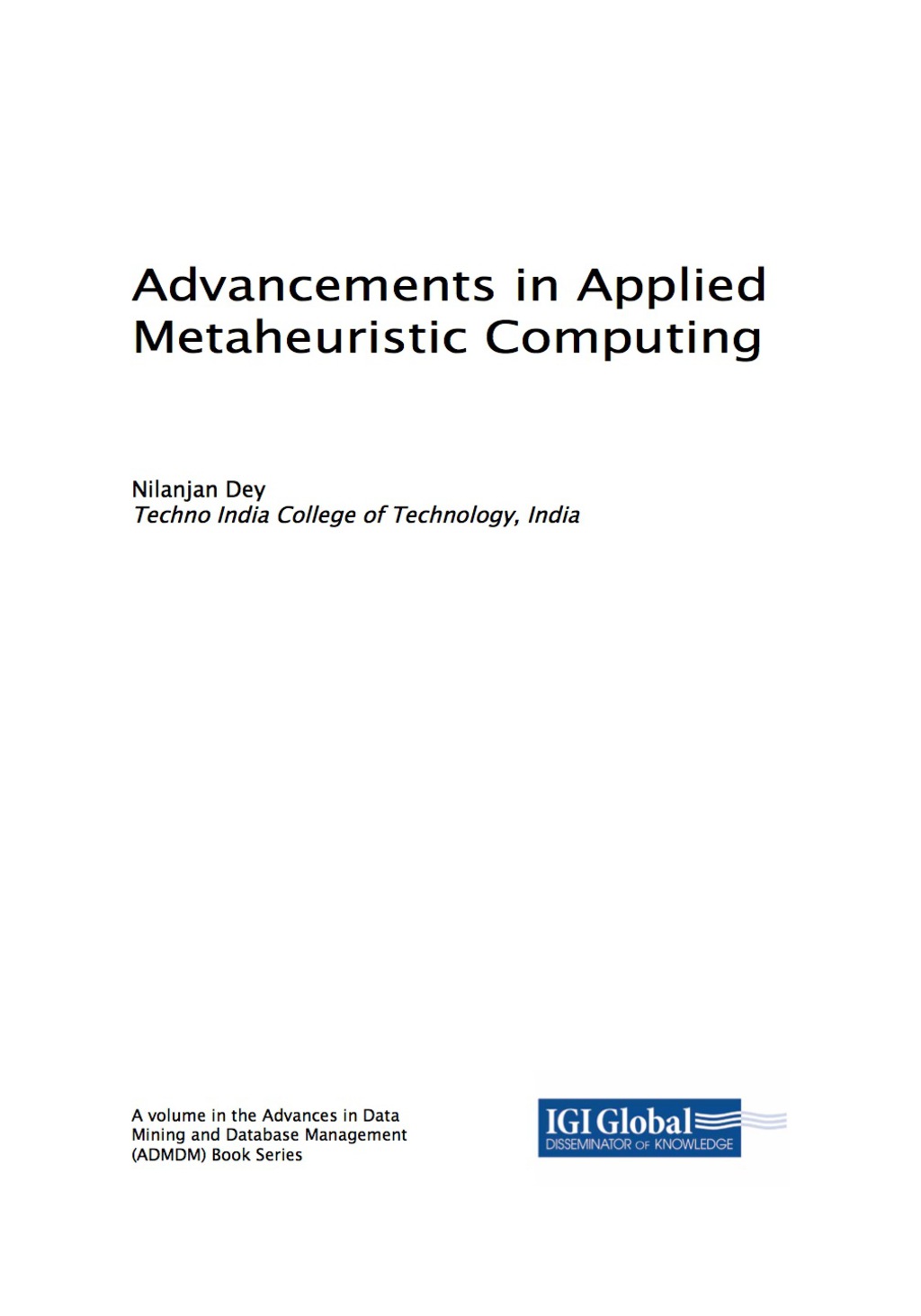 Advancements in Applied Metaheuristic Computing â€“ PDF/EPUB Version Downloadable