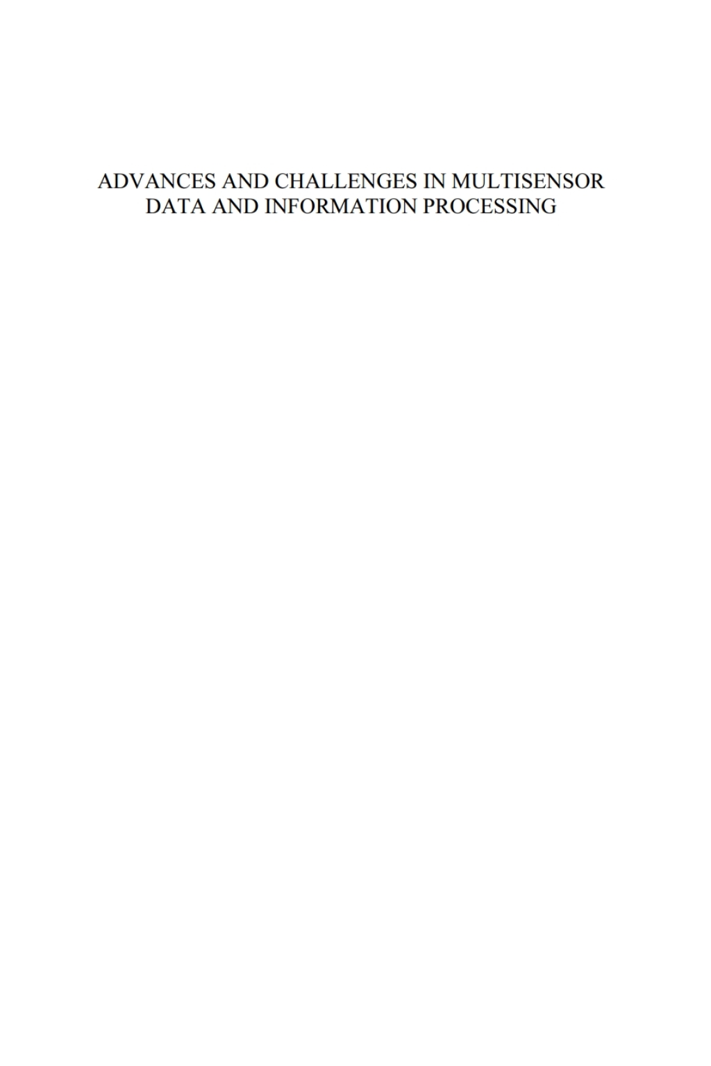 Advances and Challenges in Multisensor Data and Information Processing 1st Edition â€“ PDF/EPUB Version Downloadable
