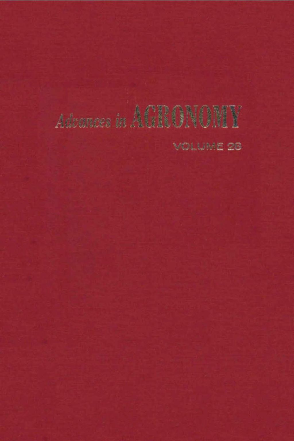 ADVANCES IN AGRONOMY VOLUME 28  â€“ PDF/EPUB Version Downloadable