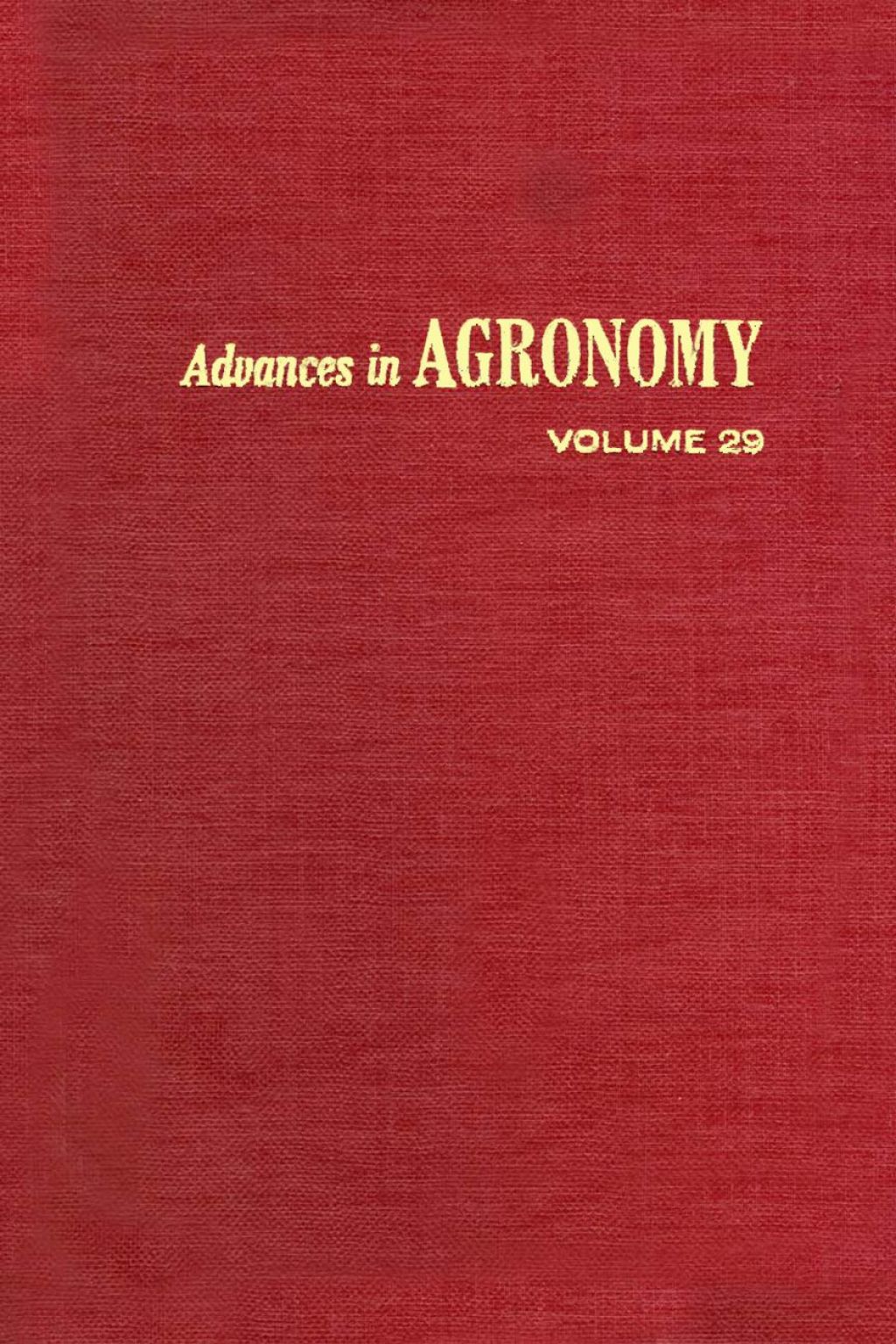 ADVANCES IN AGRONOMY VOLUME 29  â€“ PDF/EPUB Version Downloadable