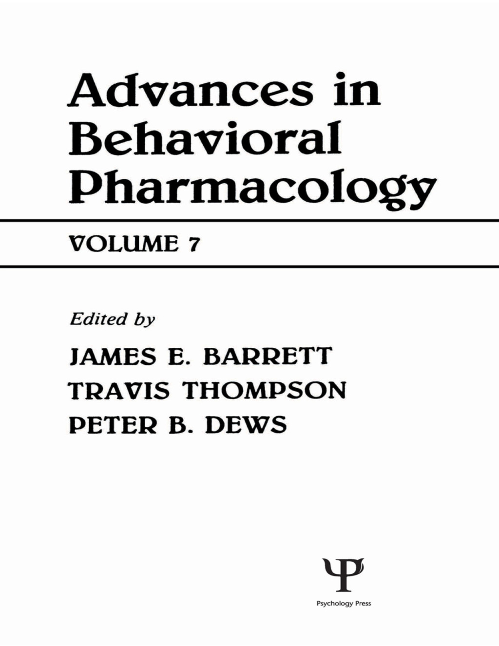Advances in Behavioral Pharmacology Volume 7 1st Edition â€“ PDF/EPUB Version Downloadable