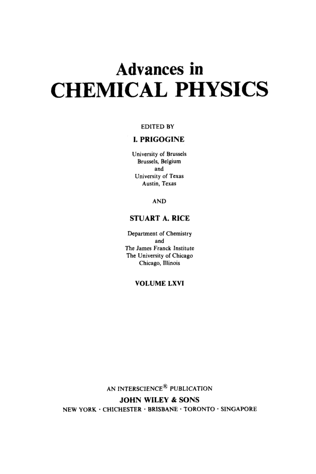 Advances in Chemical Physics 1st Edition â€“ PDF/EPUB Version Downloadable
