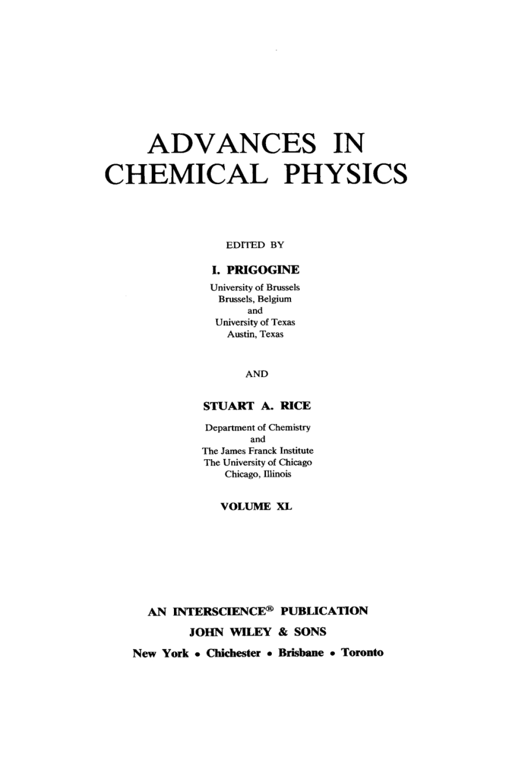 Advances in Chemical Physics 1st Edition â€“ PDF/EPUB Version Downloadable