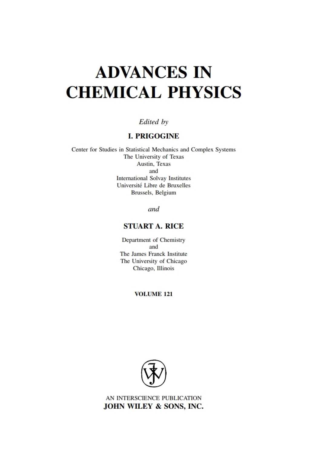 Advances in Chemical Physics, Volume 121 1st Edition â€“ PDF/EPUB Version Downloadable