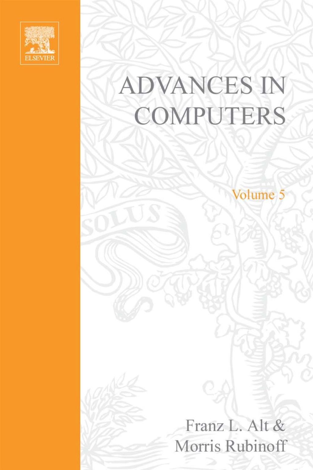 ADVANCES IN COMPUTERS VOL 5  â€“ PDF/EPUB Version Downloadable