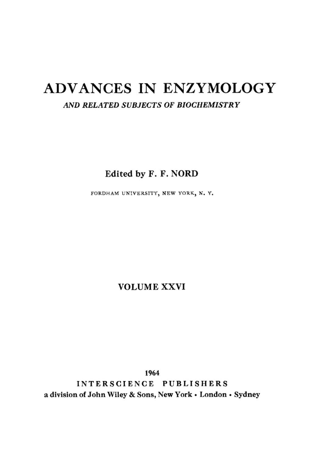 Advances in Enzymology and Related Areas of Molecular Biology 11th Edition â€“ PDF/EPUB Version Downloadable